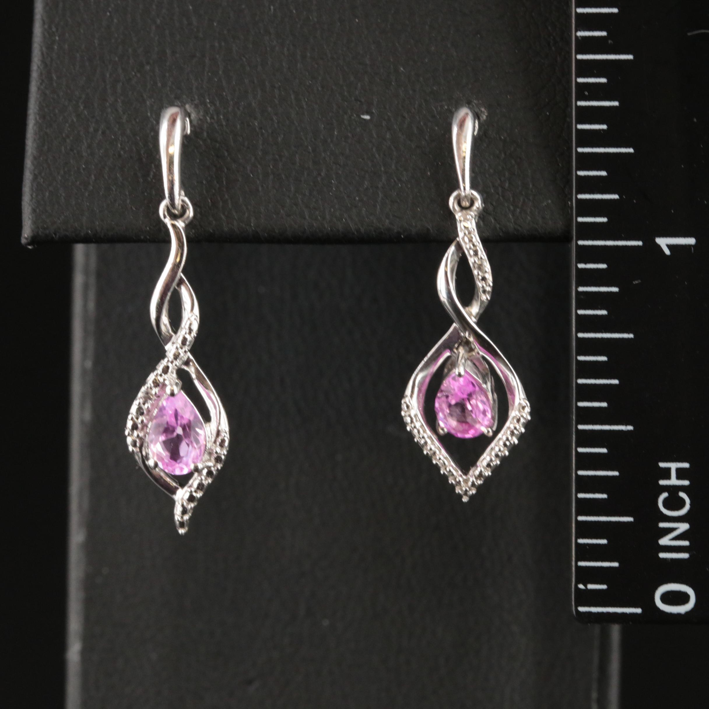 Sterling Pink Sapphire Earrings