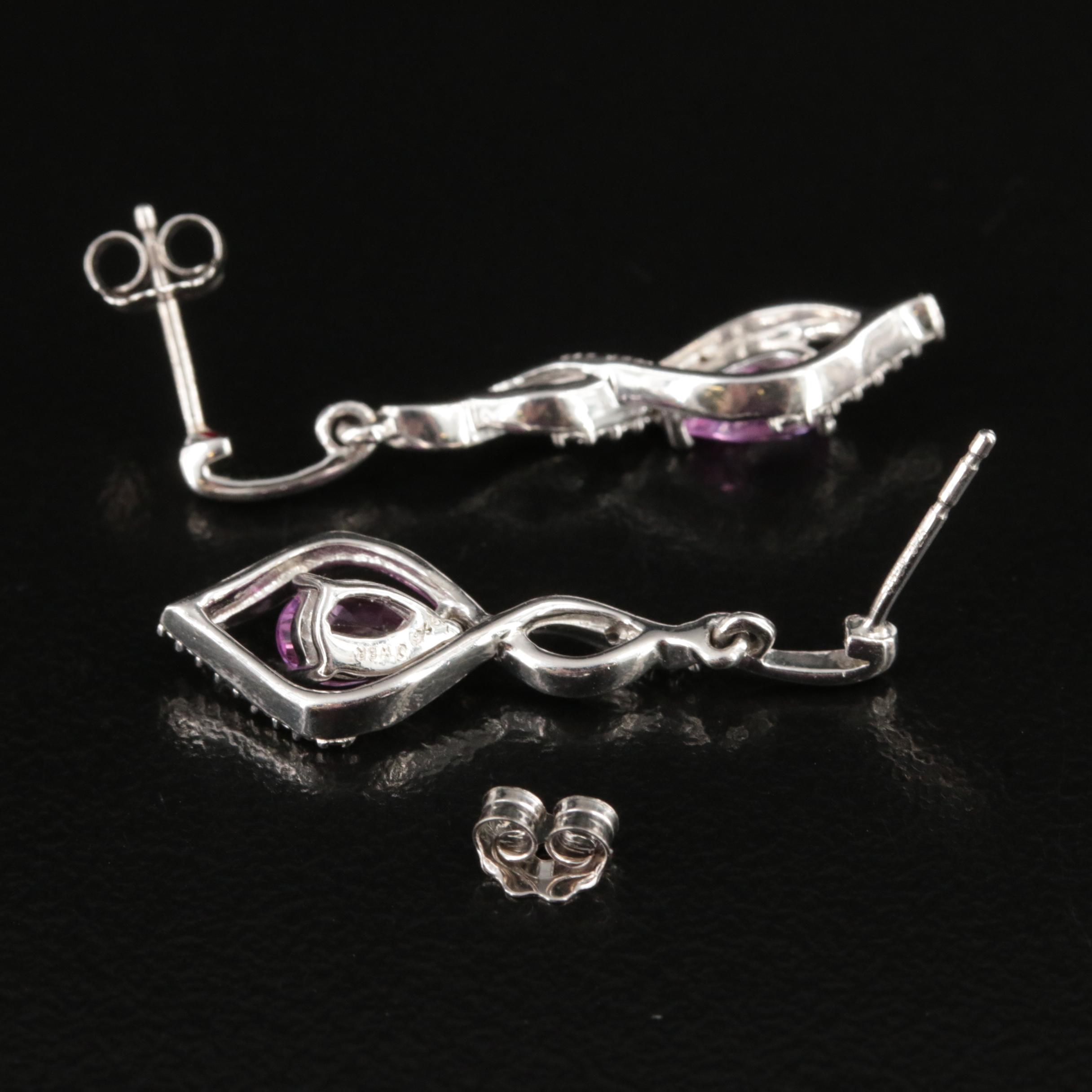Sterling Pink Sapphire Earrings