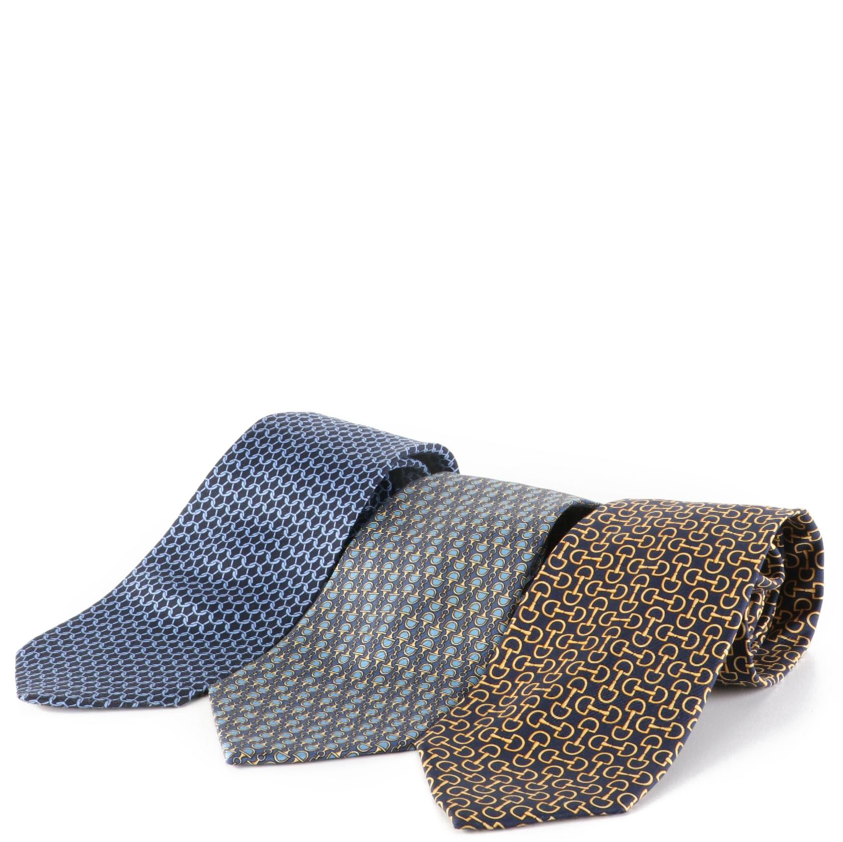 Classico by Paolo Gucci and Burberrys Patterned Silk Neckties