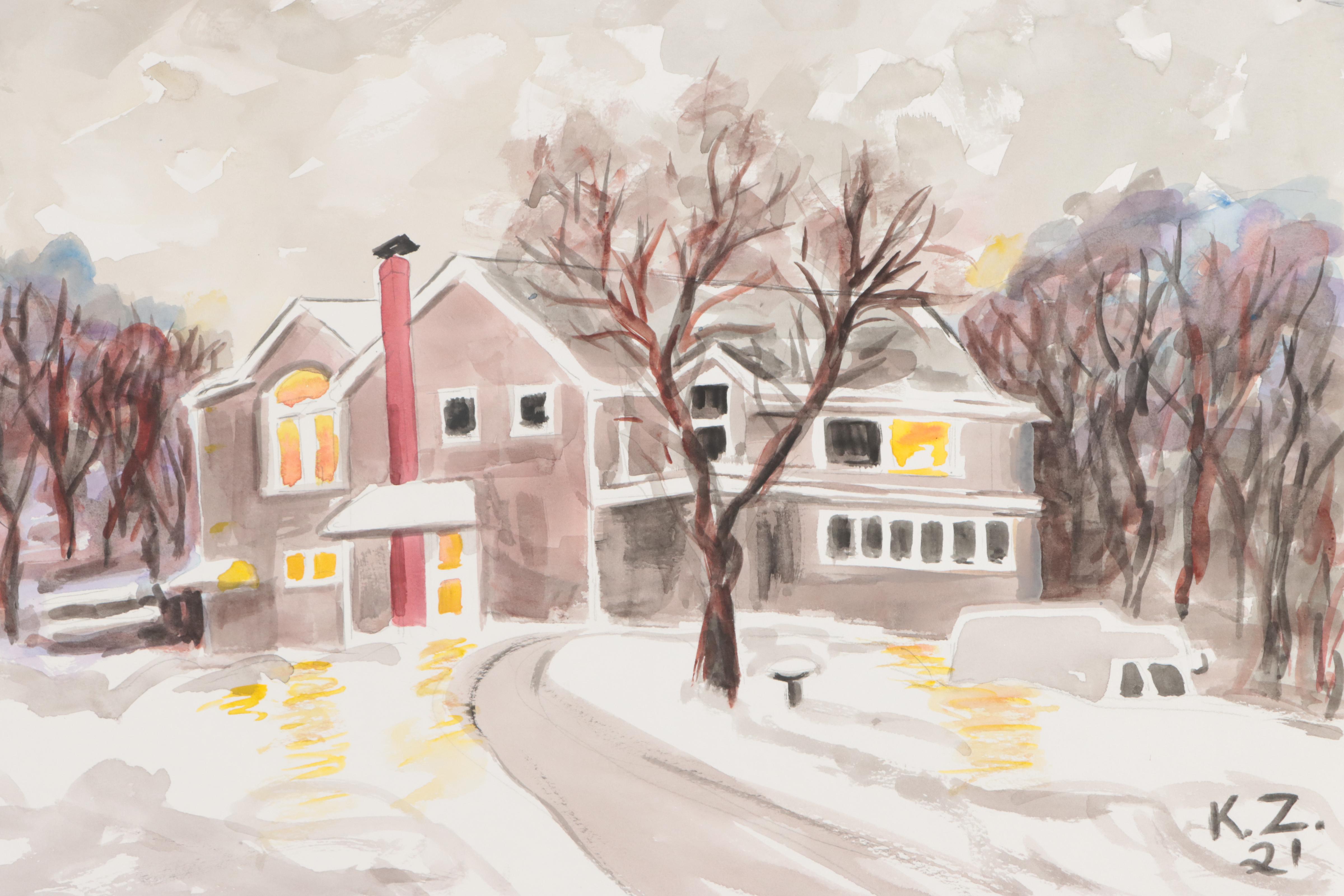 Kathleen Zimbicki Street View Watercolor Painting, 2021