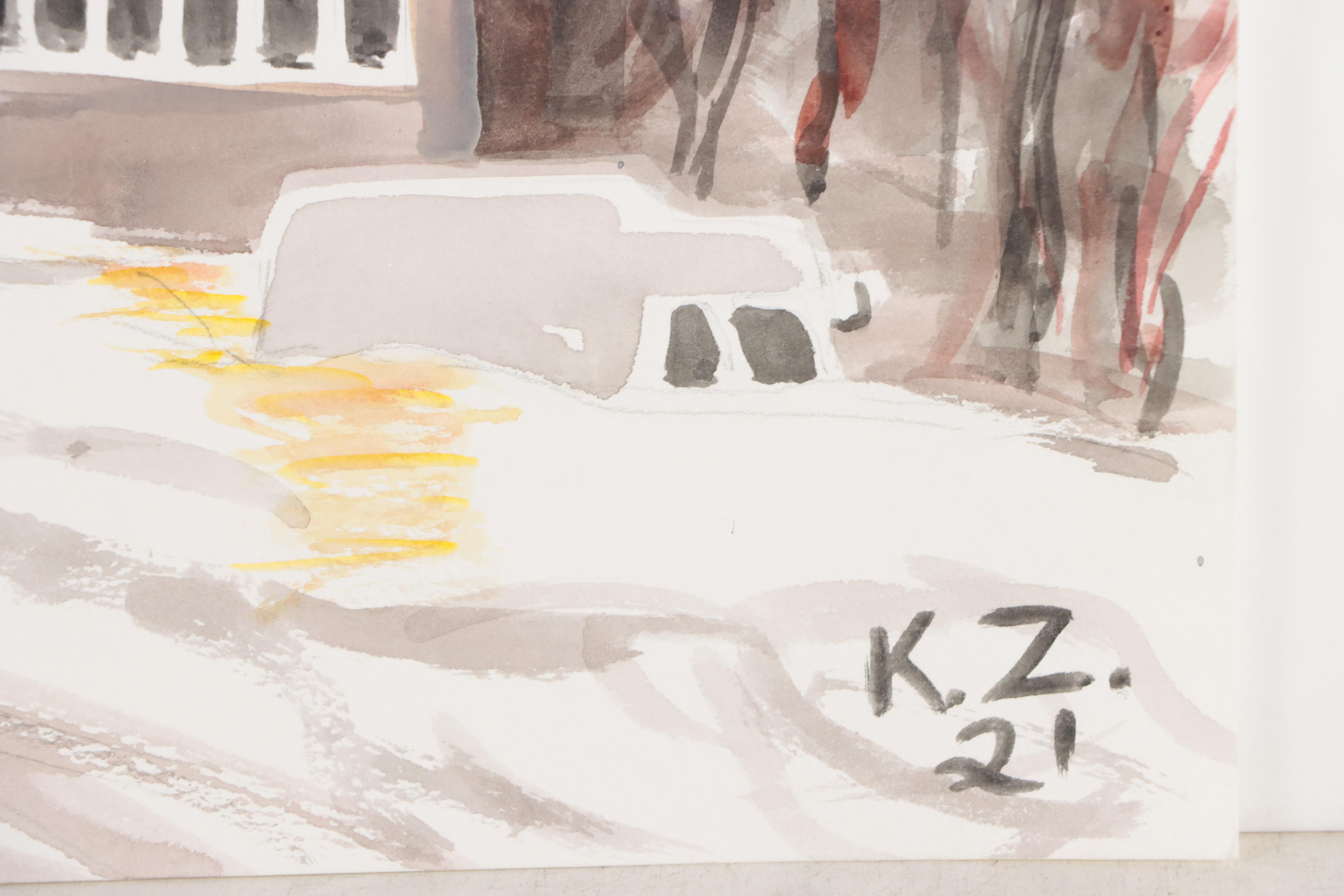 Kathleen Zimbicki Street View Watercolor Painting, 2021