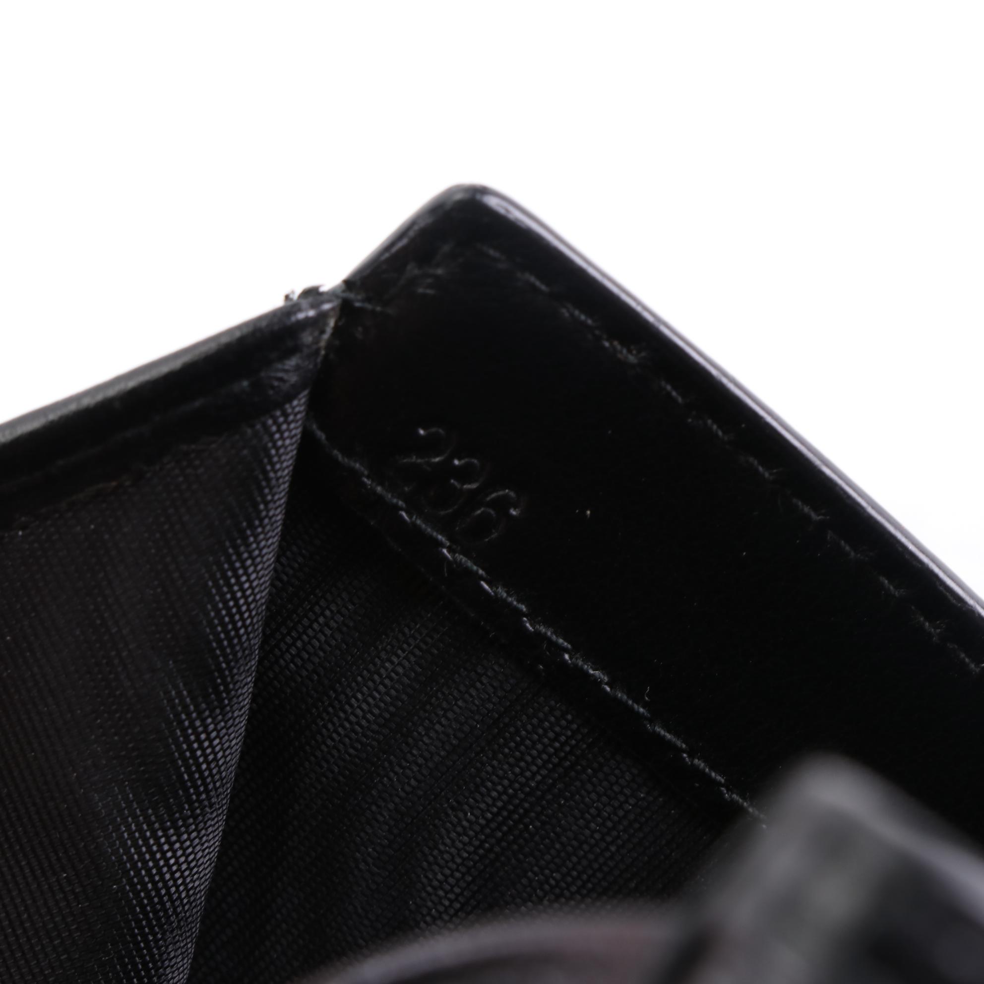 Prada French Flap Compact Wallet in Black Textured Leather