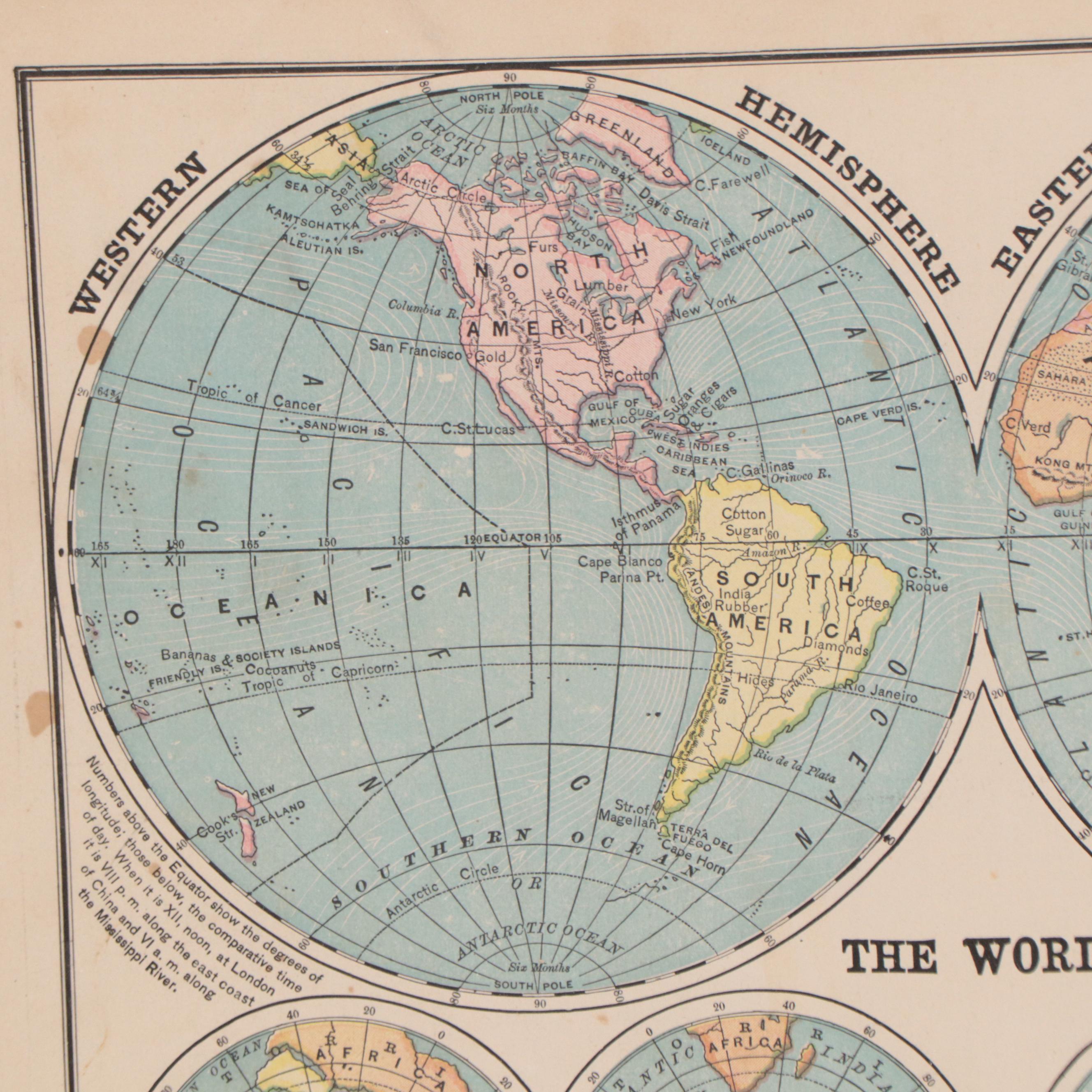 Wax Engraving Map of the World, Circa 1881