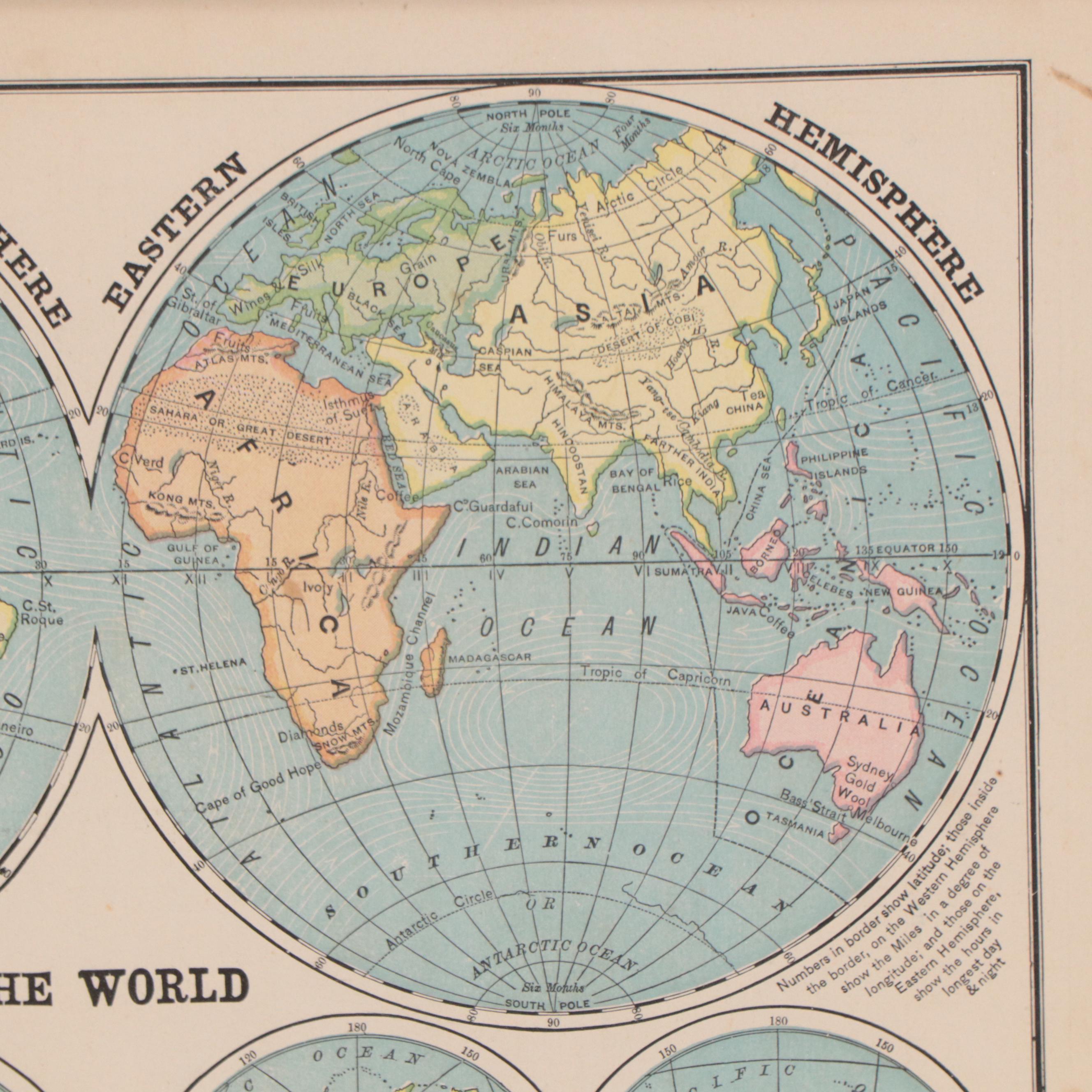 Wax Engraving Map of the World, Circa 1881