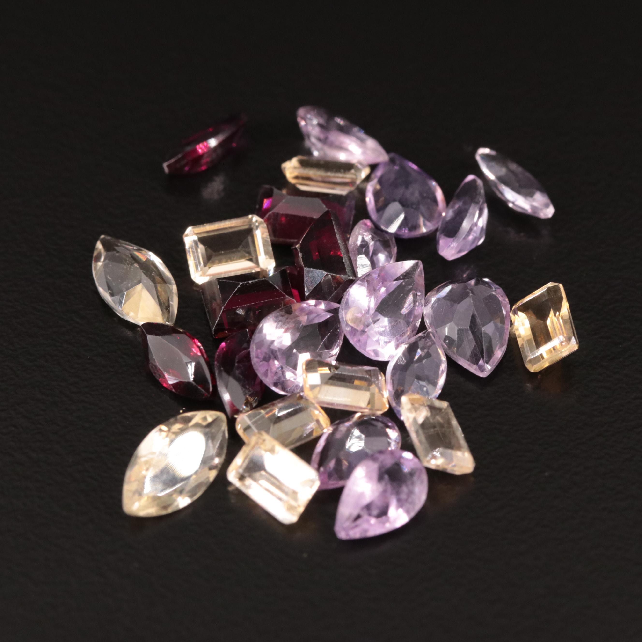 Loose 19.76 CTW Amethyst, Citrine and Garnet Lot