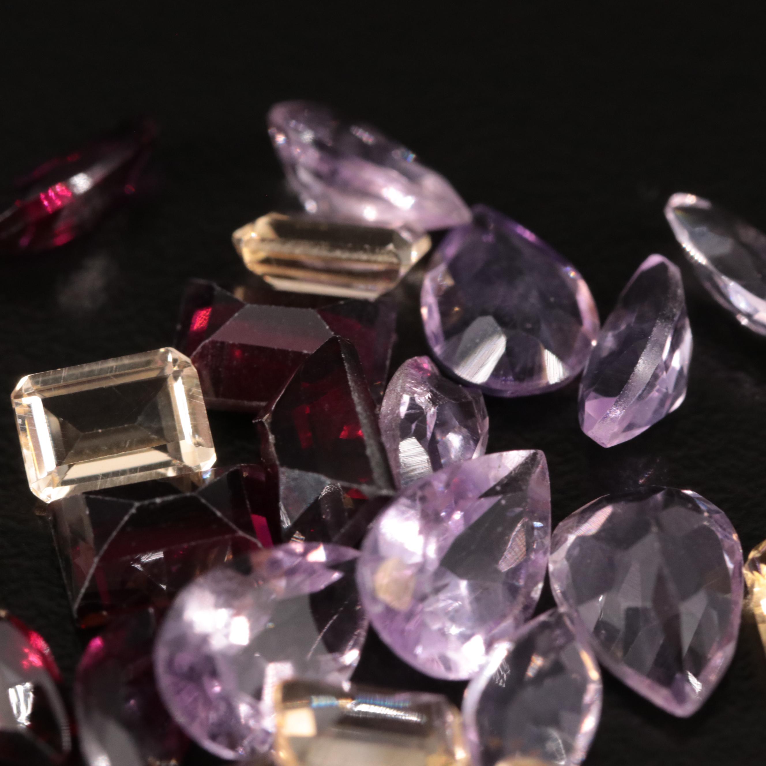 Loose 19.76 CTW Amethyst, Citrine and Garnet Lot