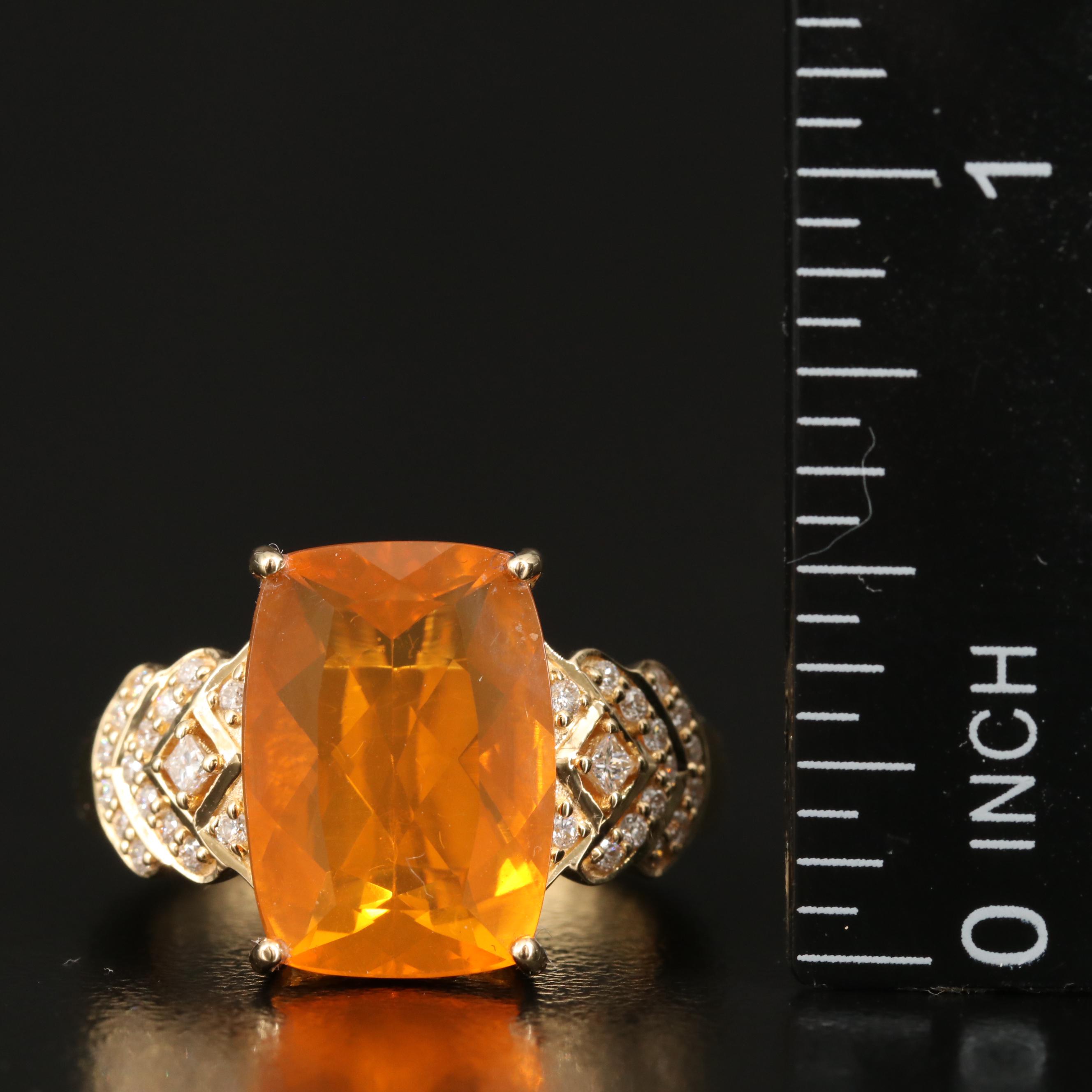 Chromia Jewelry 18K Fire Opal and Diamond Ring