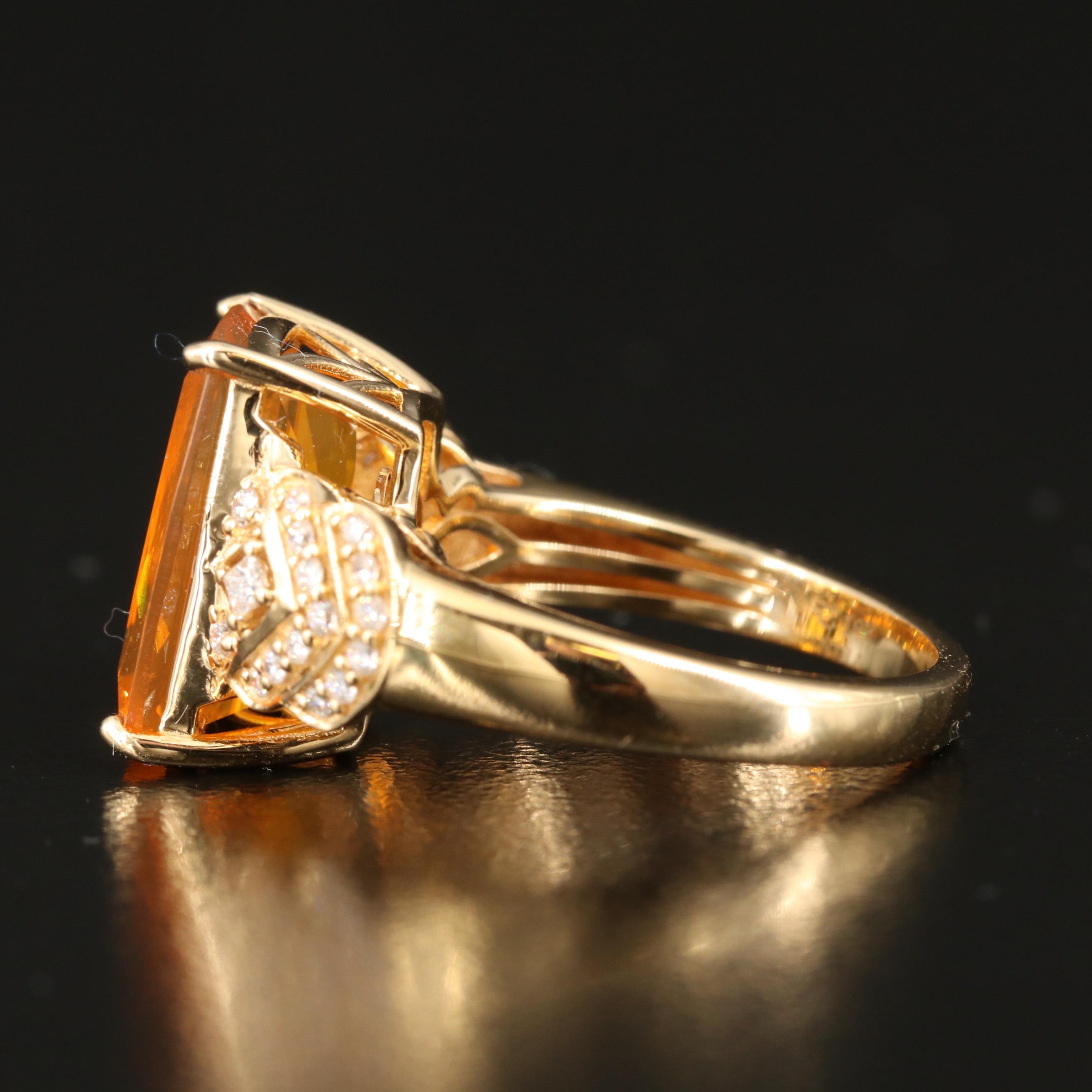 Chromia Jewelry 18K Fire Opal and Diamond Ring