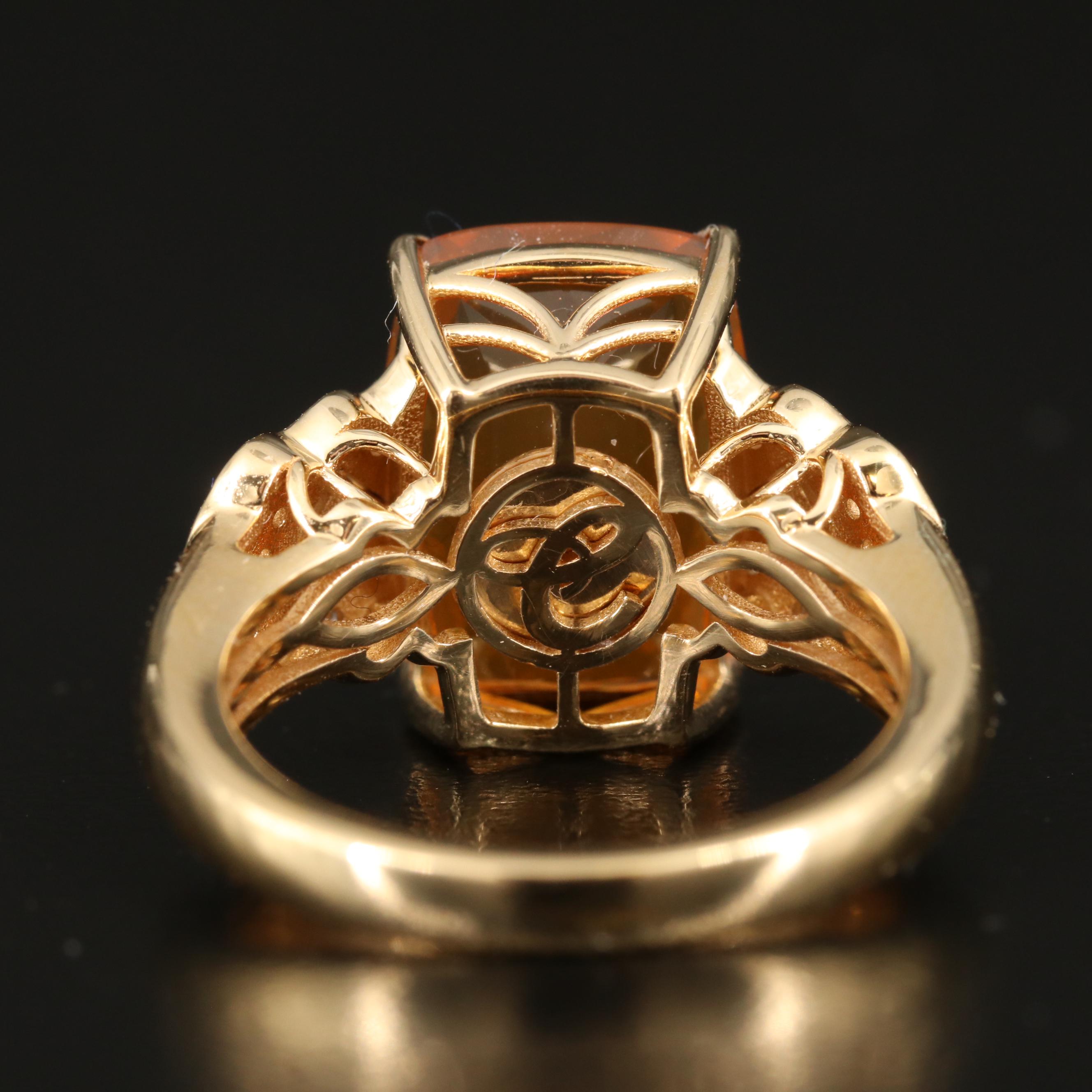 Chromia Jewelry 18K Fire Opal and Diamond Ring