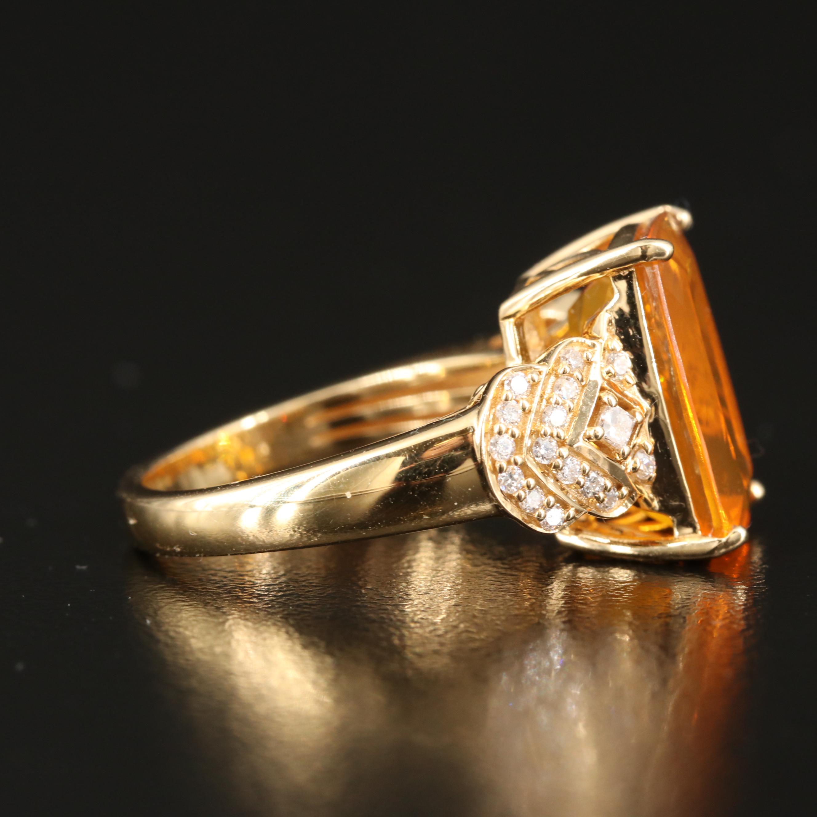 Chromia Jewelry 18K Fire Opal and Diamond Ring