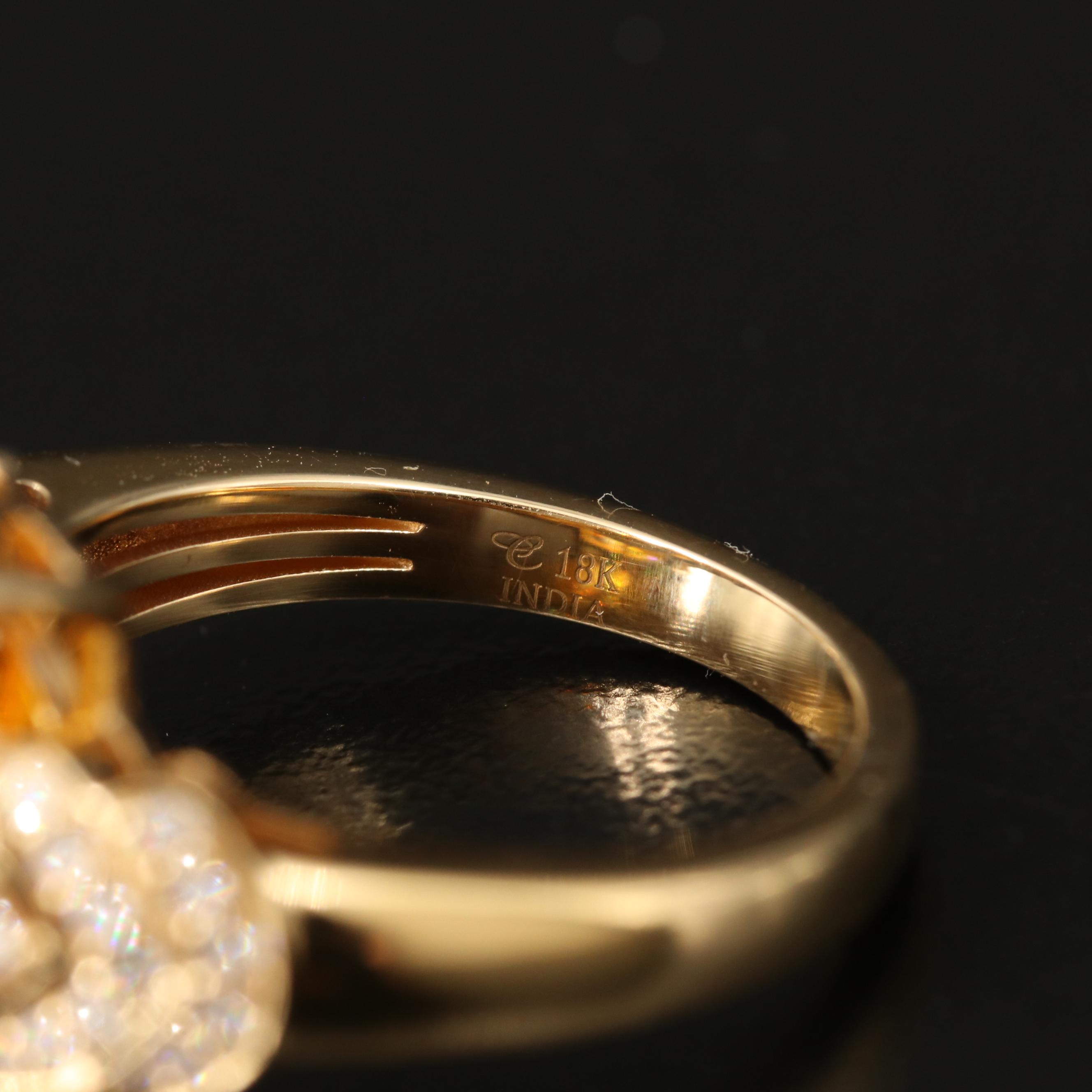 Chromia Jewelry 18K Fire Opal and Diamond Ring