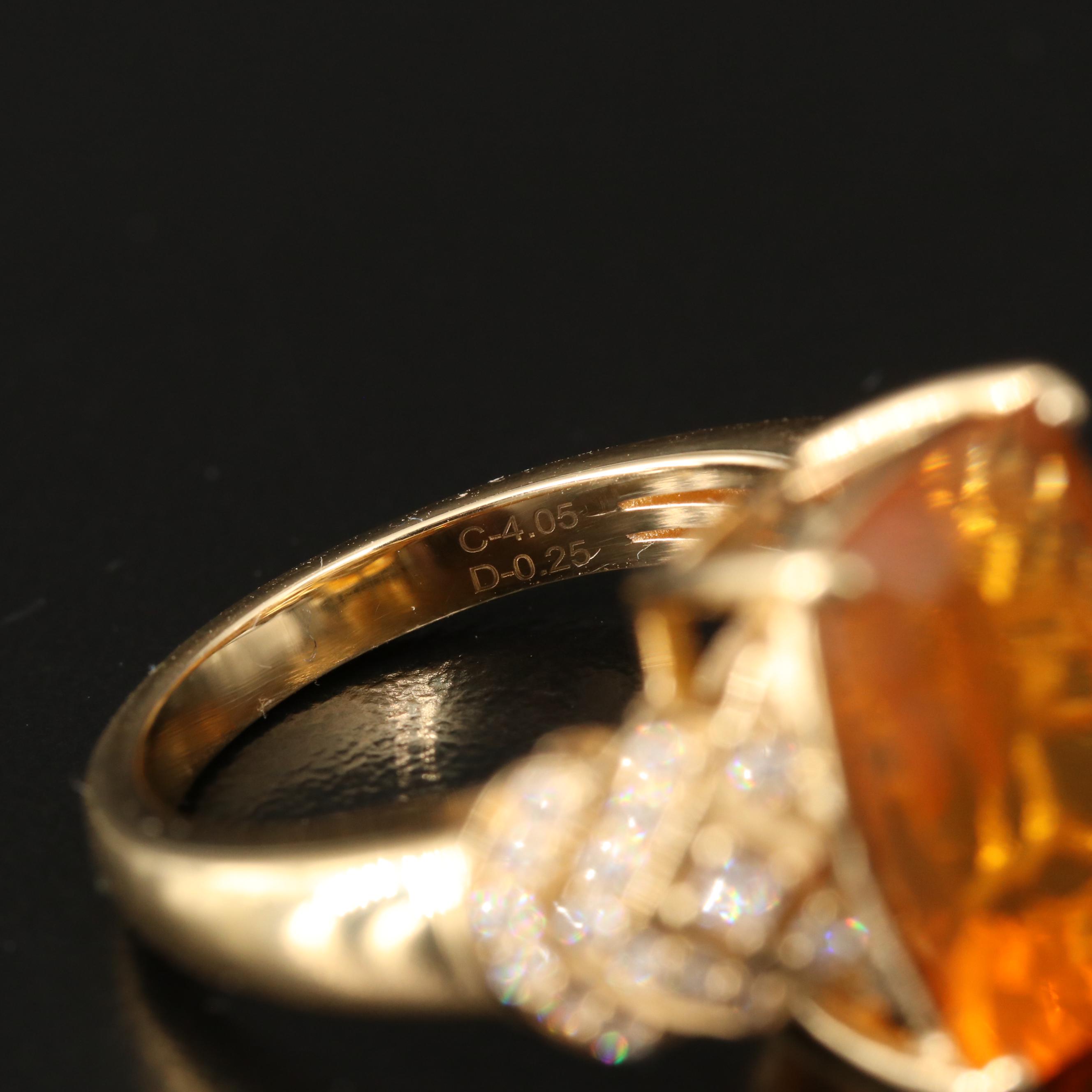 Chromia Jewelry 18K Fire Opal and Diamond Ring