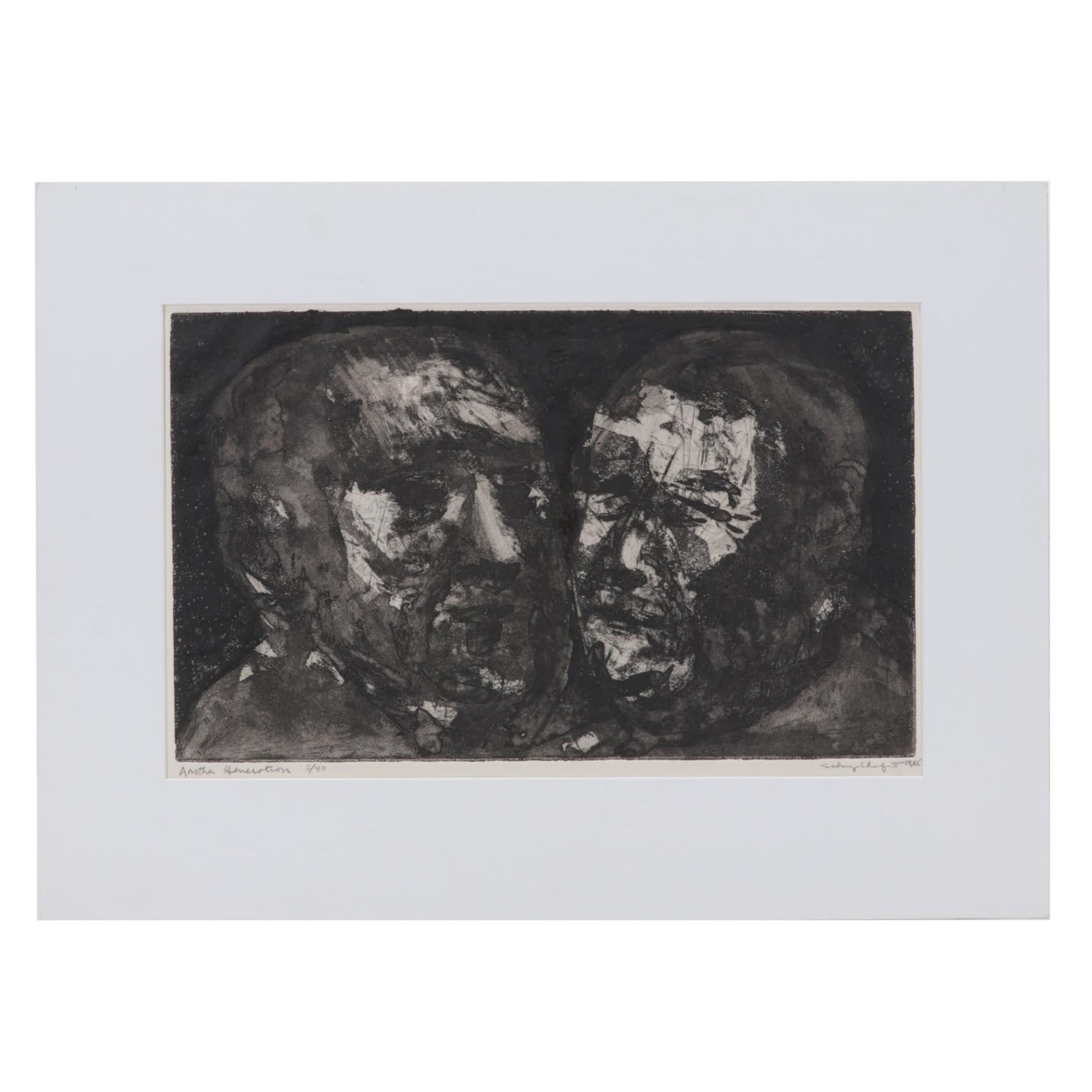 Sidney Chafetz Etching with Aquatint "Another Generation," 1965