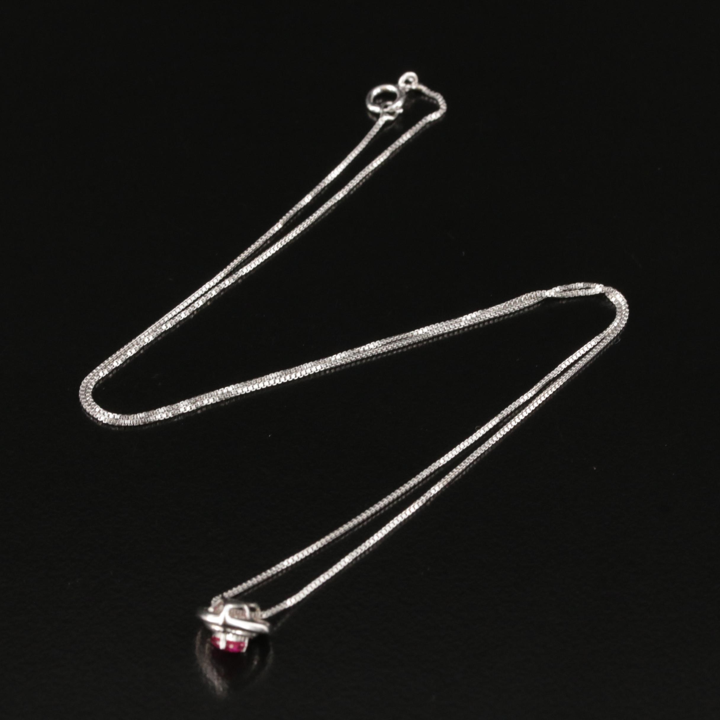 Sterling Ruby Heart Pendant Necklace