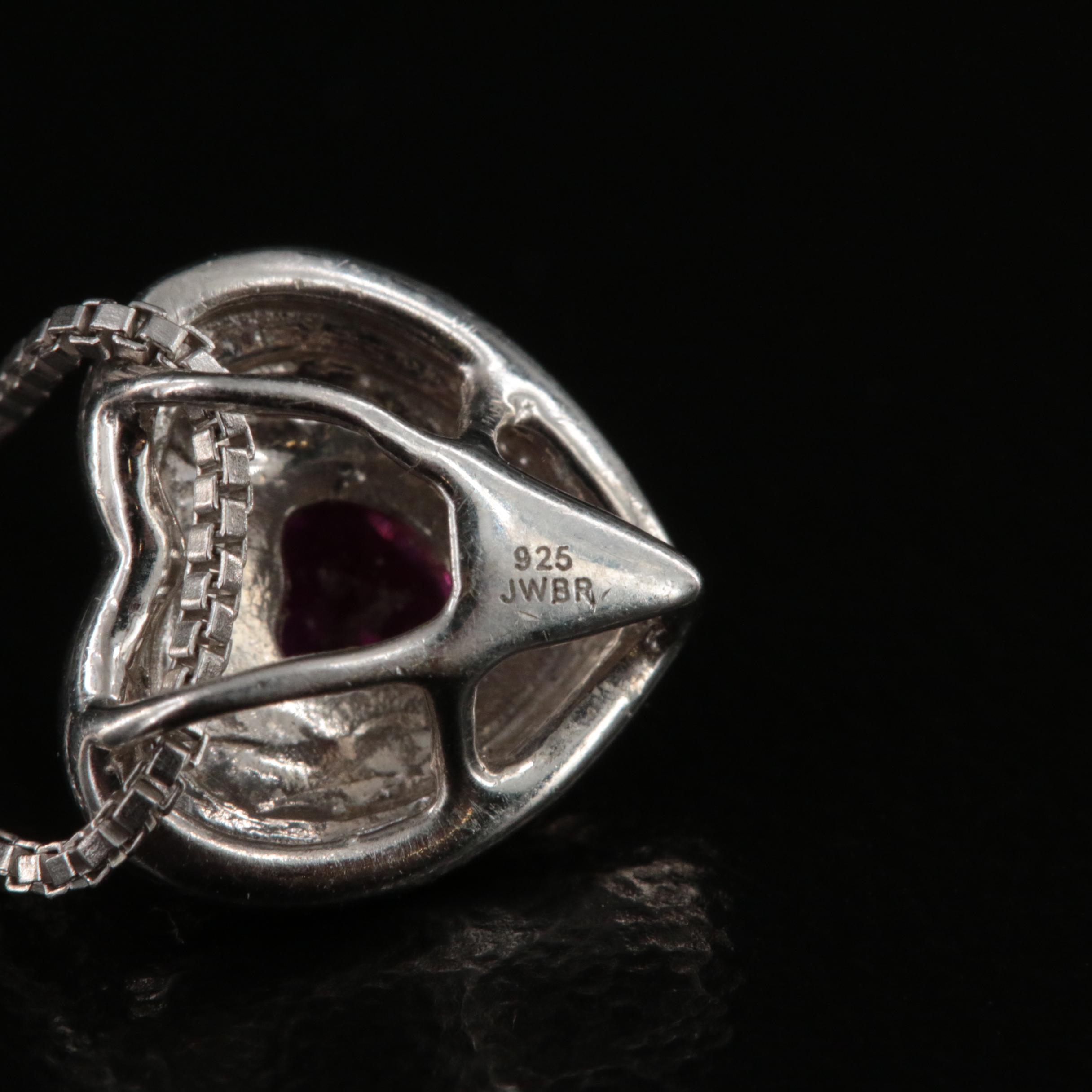 Sterling Ruby Heart Pendant Necklace