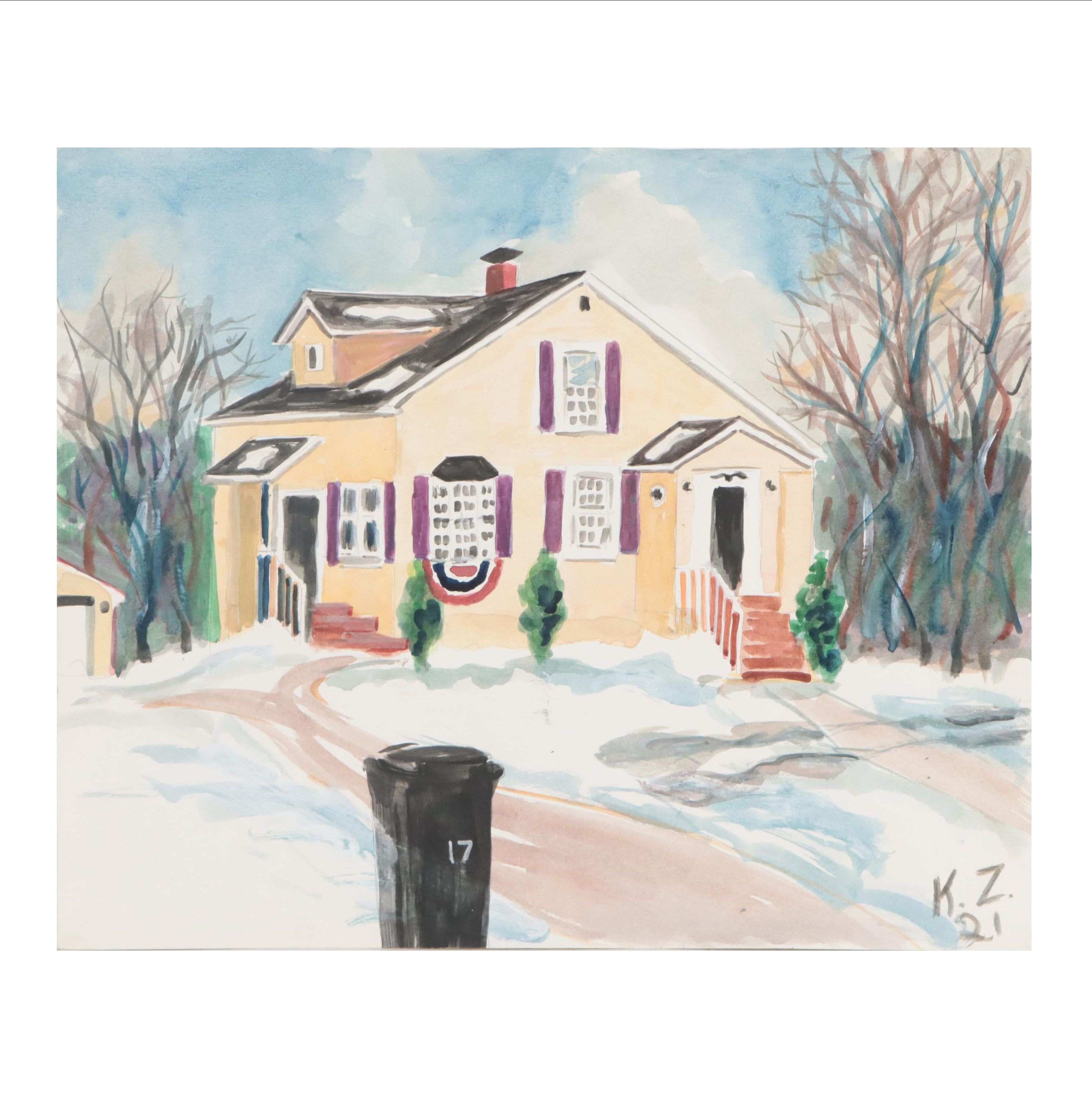 Kathleen Zimbicki Street View Watercolor Painting, 2021