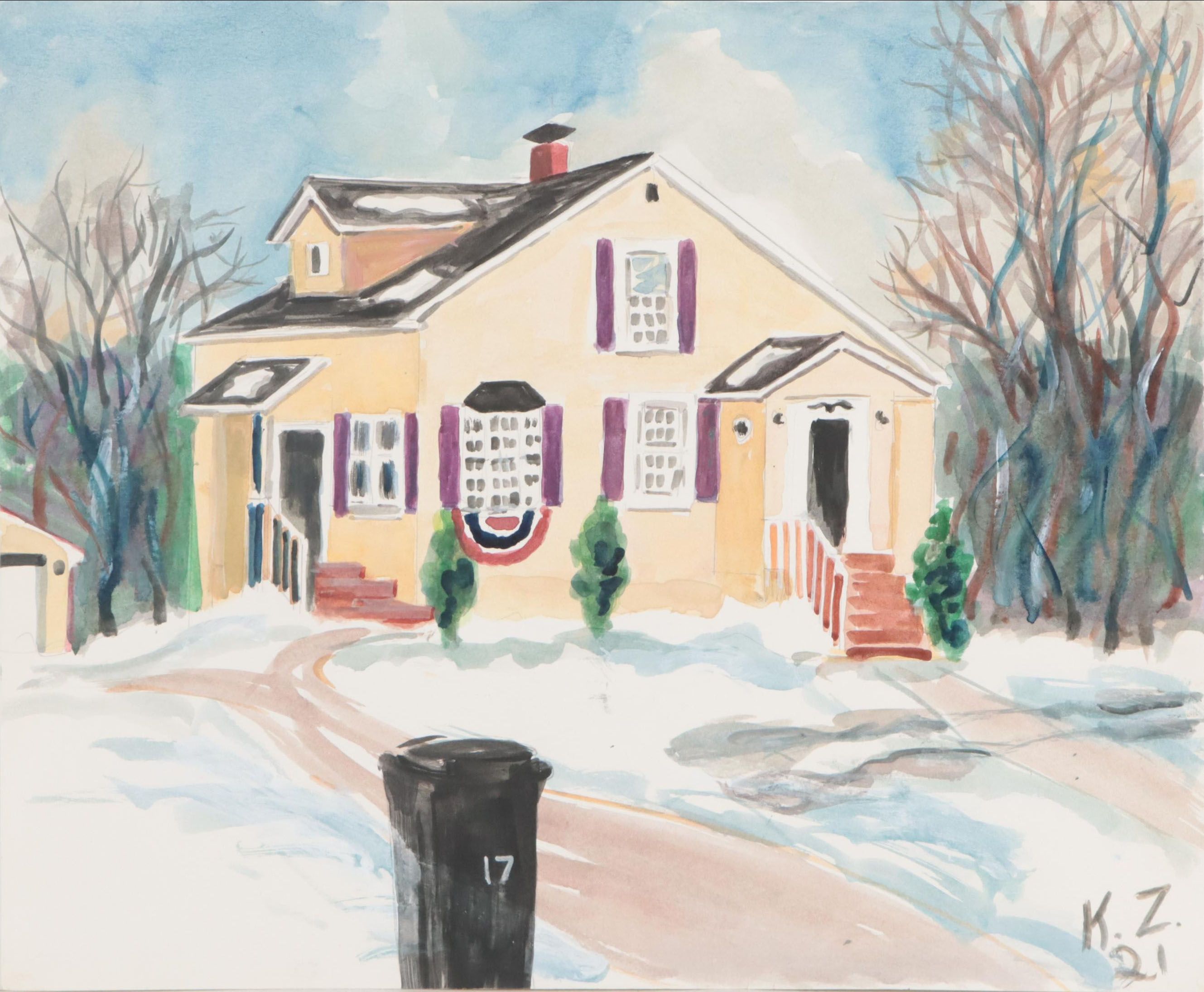 Kathleen Zimbicki Street View Watercolor Painting, 2021