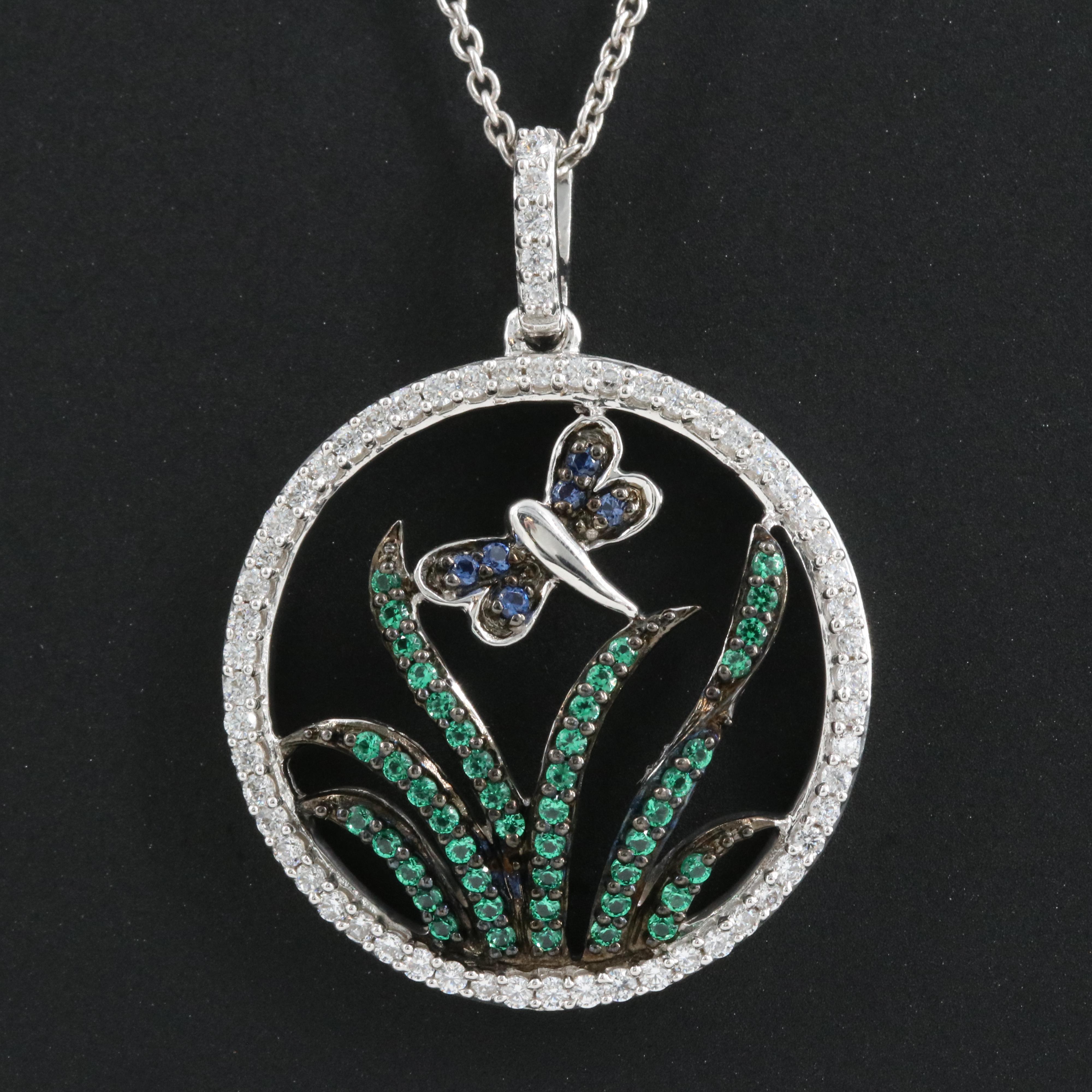 Sterling Cubic Zirconia Butterfly Pendant Necklace