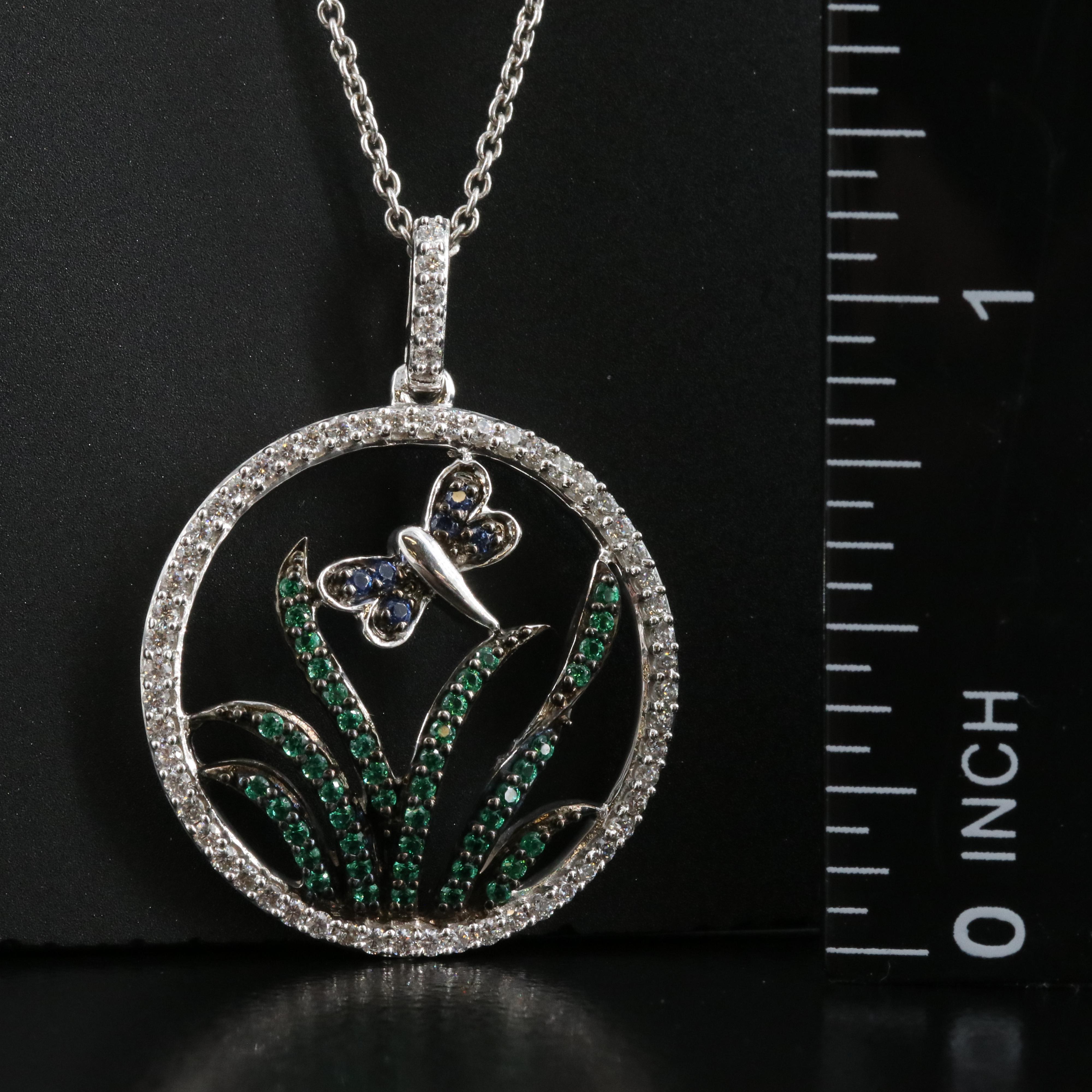 Sterling Cubic Zirconia Butterfly Pendant Necklace