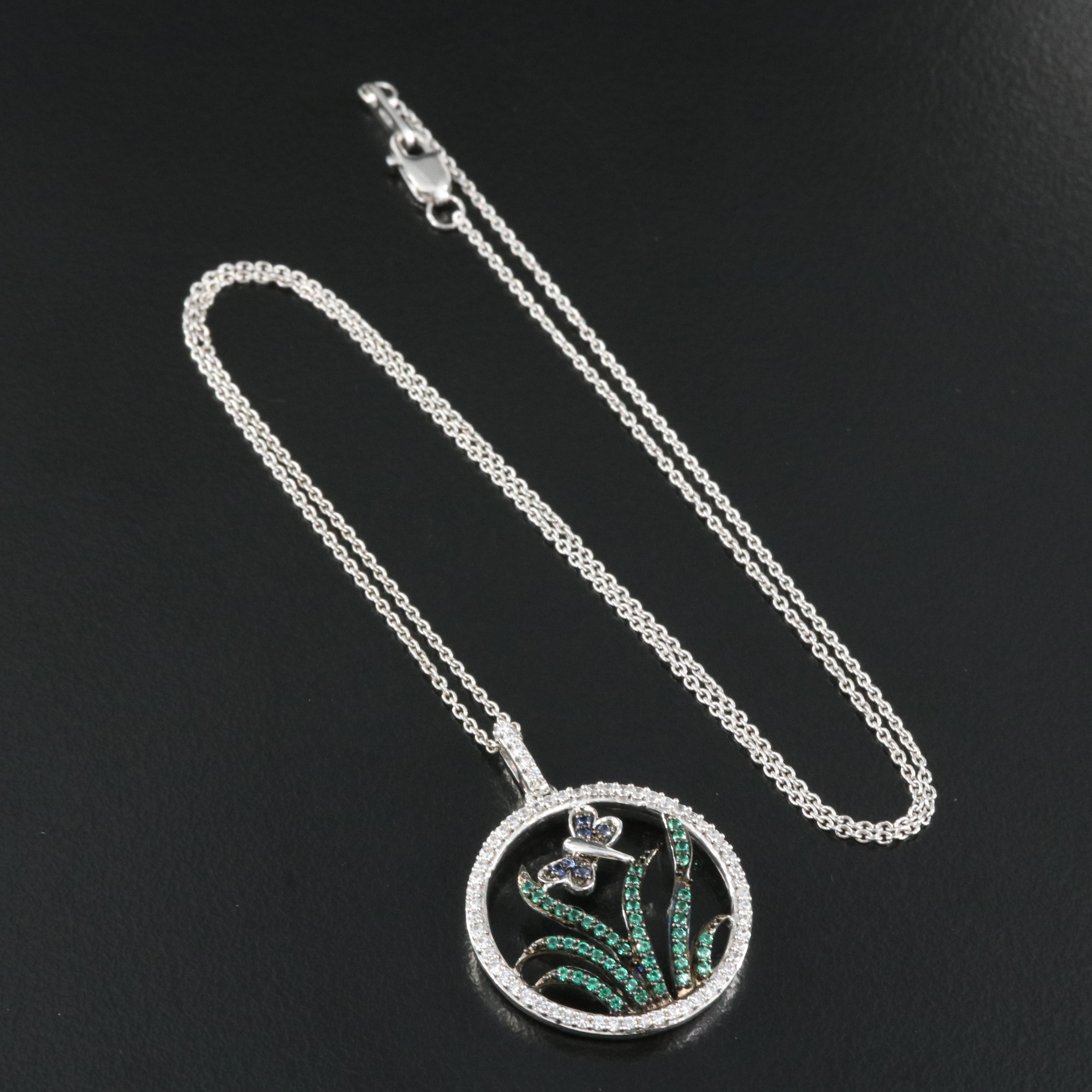 Sterling Cubic Zirconia Butterfly Pendant Necklace