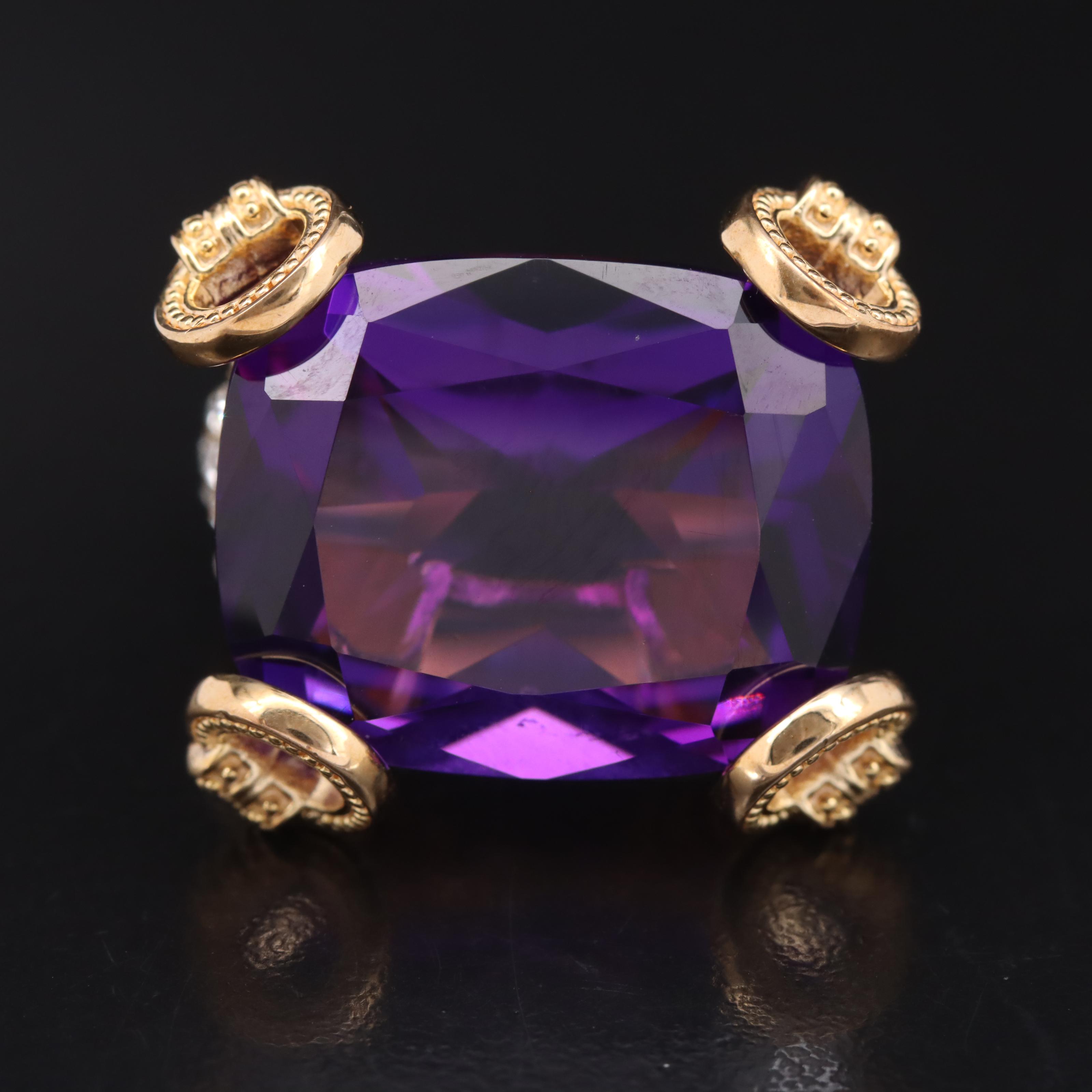 Sterling Amethyst and Rhinestone Statement Ring