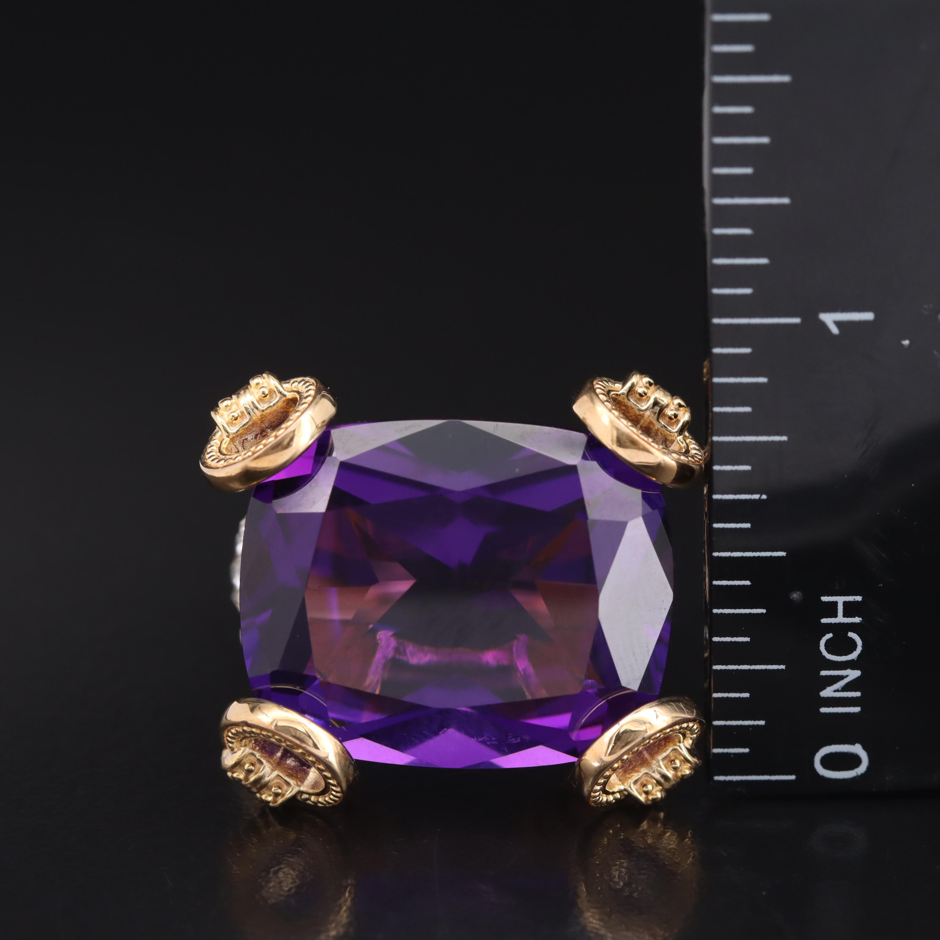 Sterling Amethyst and Rhinestone Statement Ring