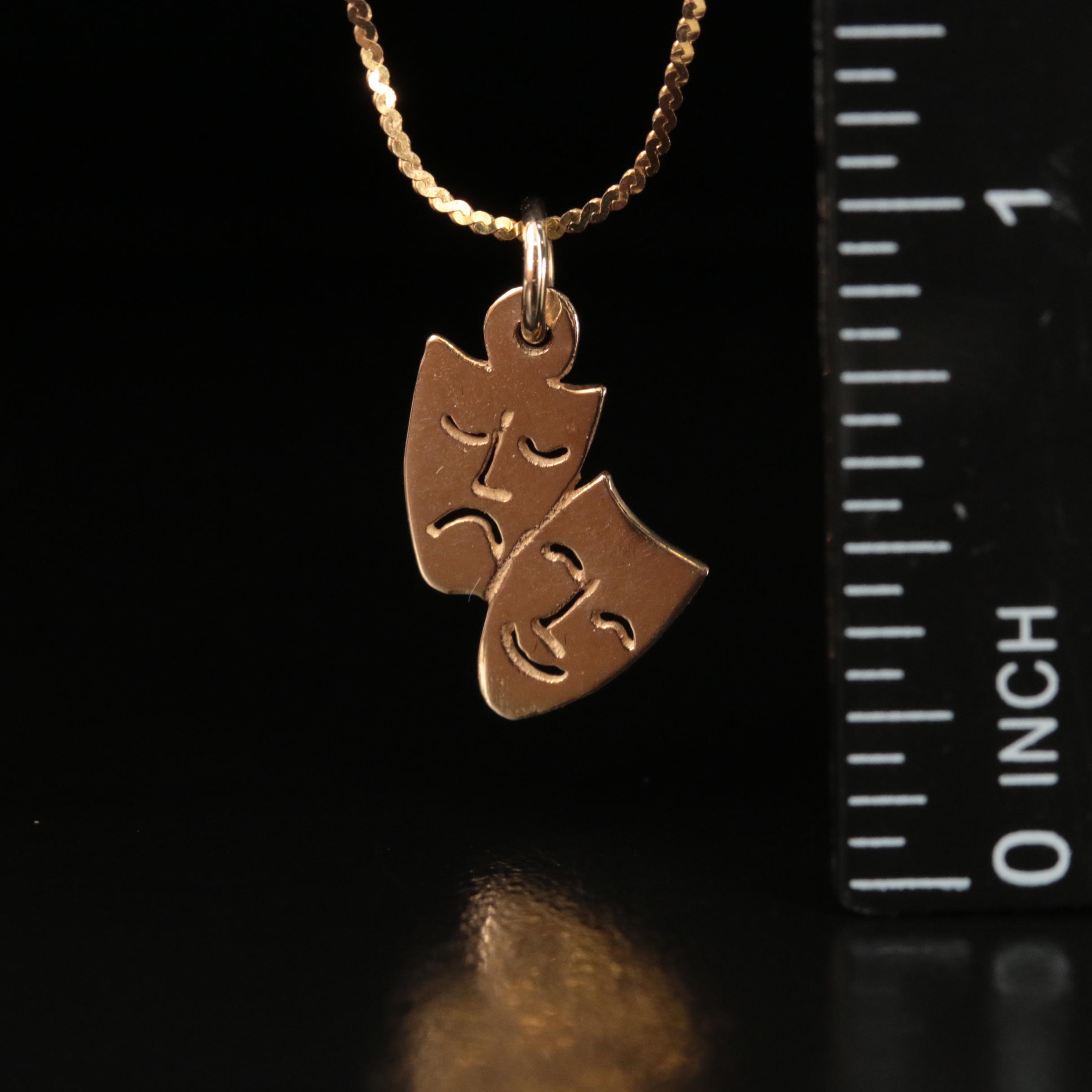 14K Treble Clef and Theater Masks Pendant Necklaces