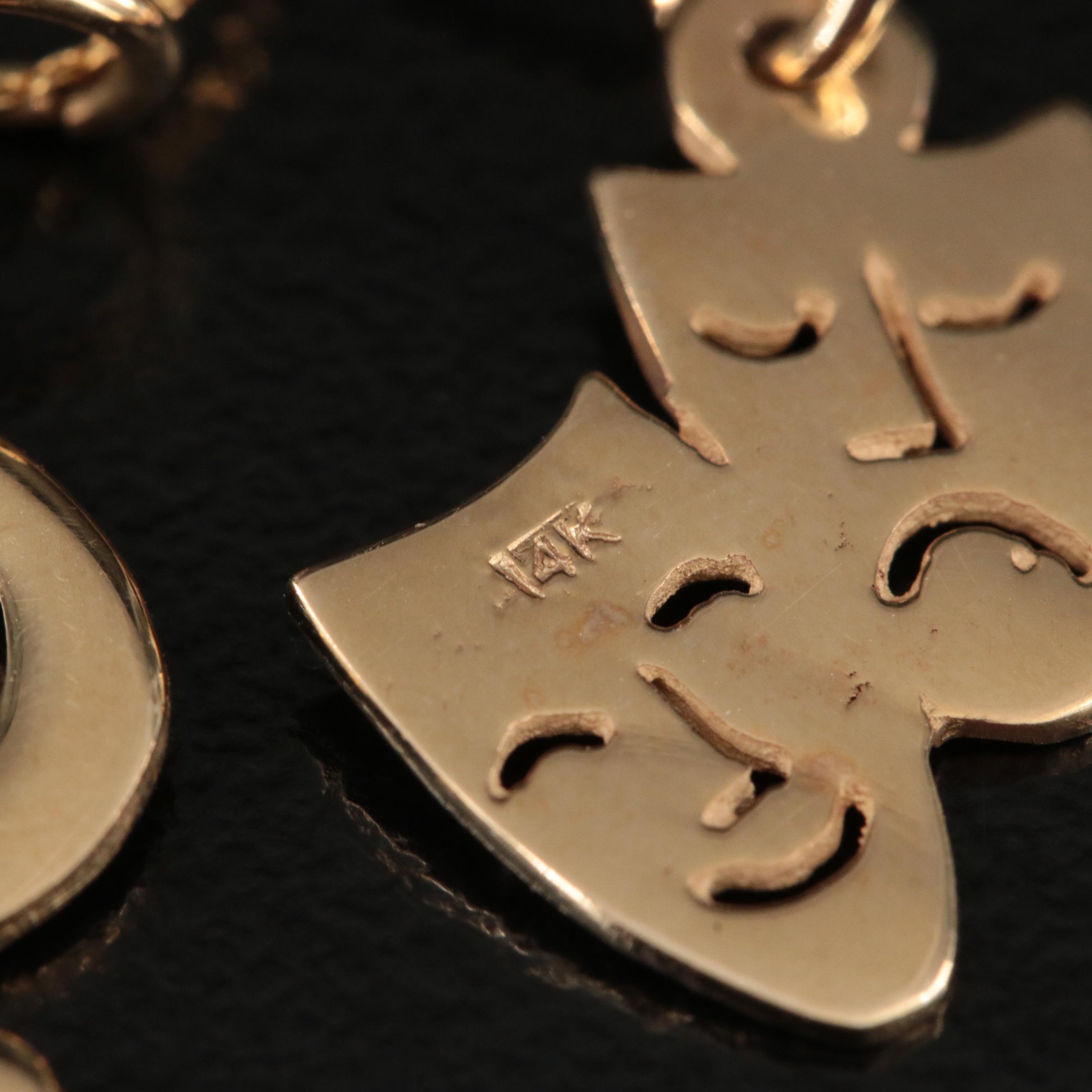 14K Treble Clef and Theater Masks Pendant Necklaces