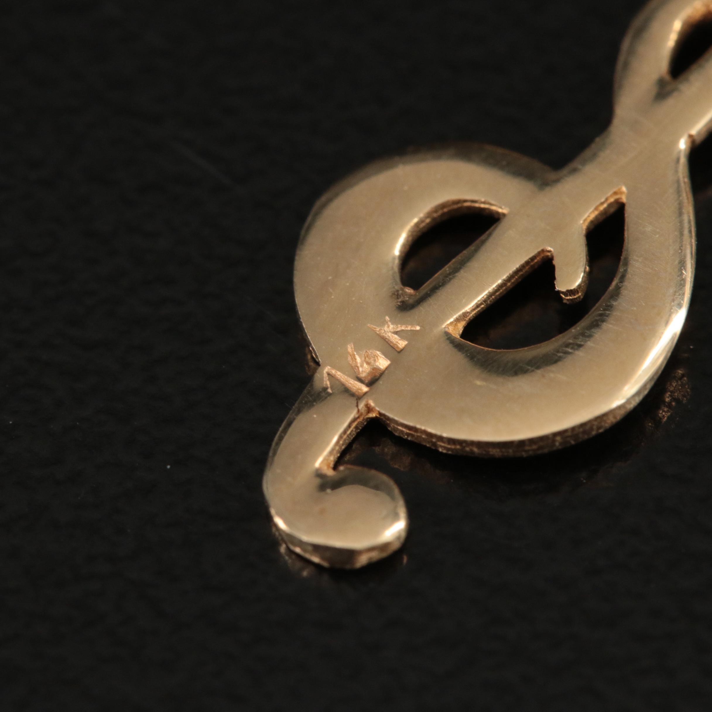 14K Treble Clef and Theater Masks Pendant Necklaces