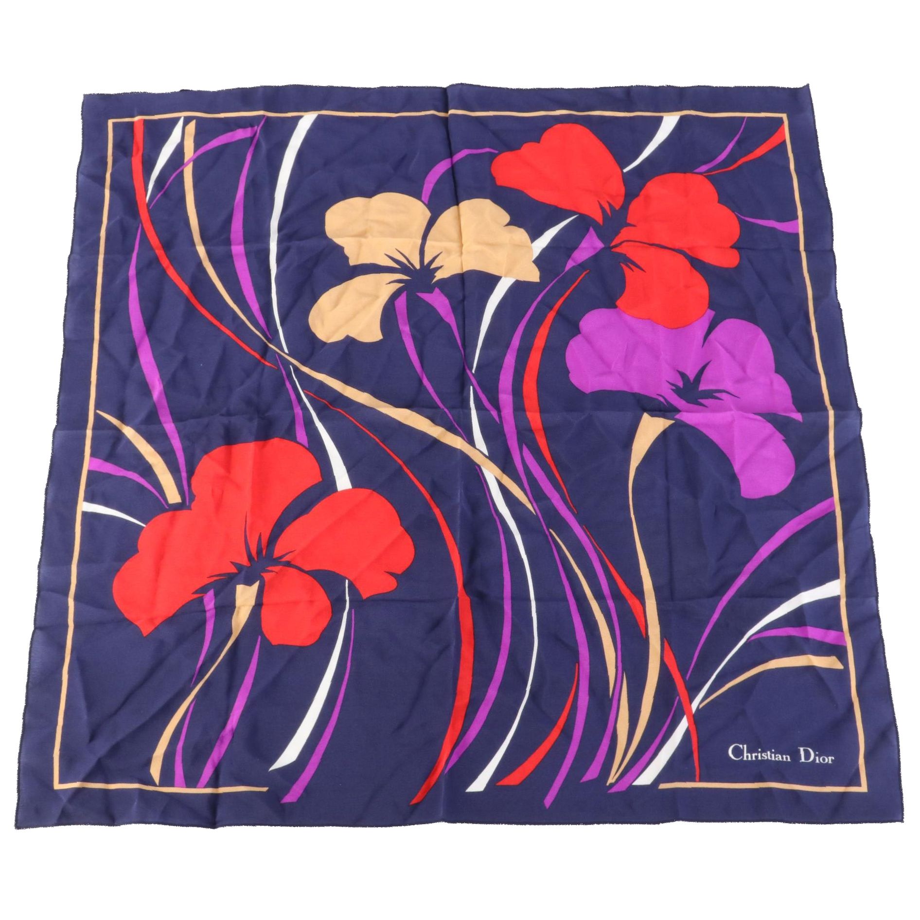 Christian Dior Floral Print Scarf 70 in Silk