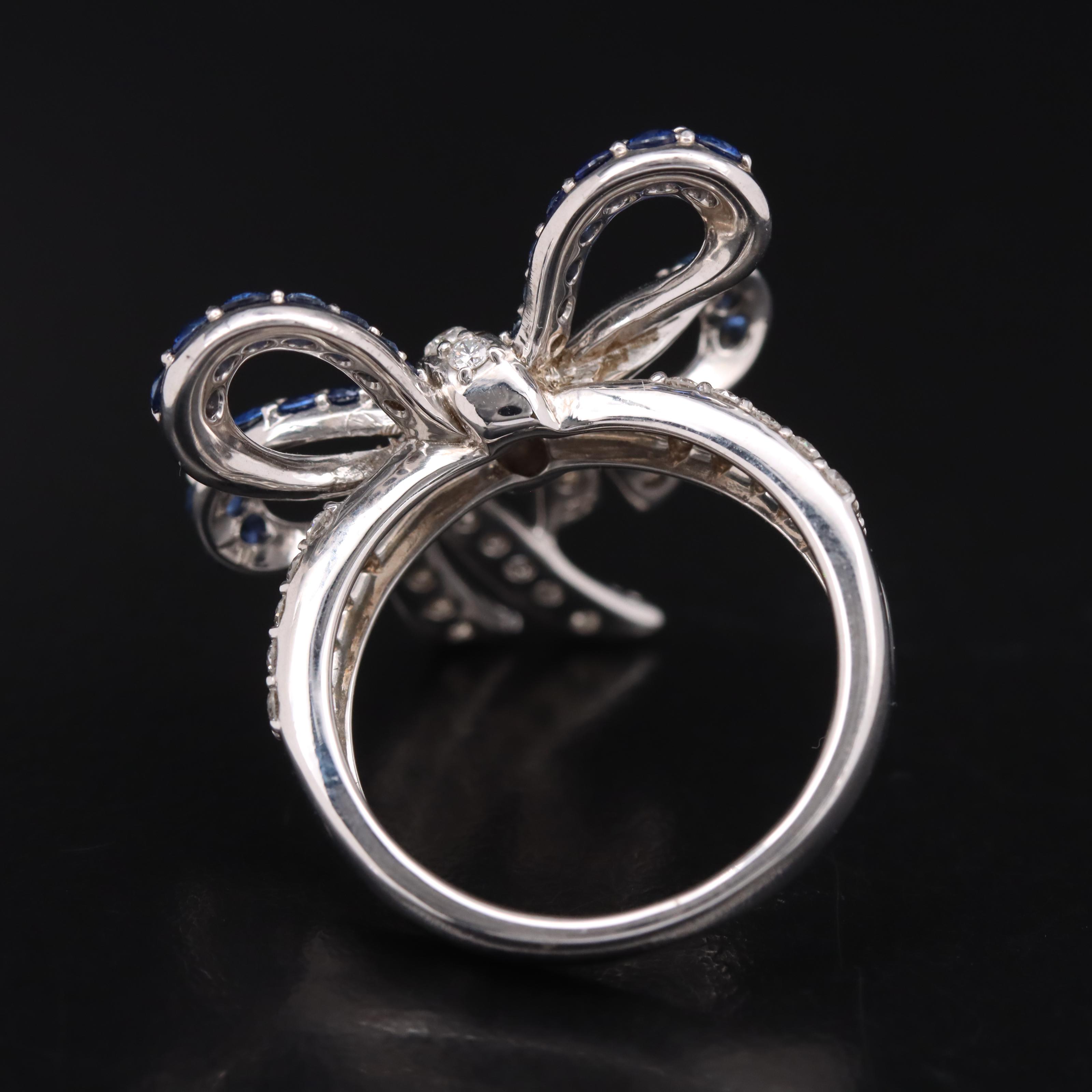 Sterling Sapphire and Diamond Bow Ring