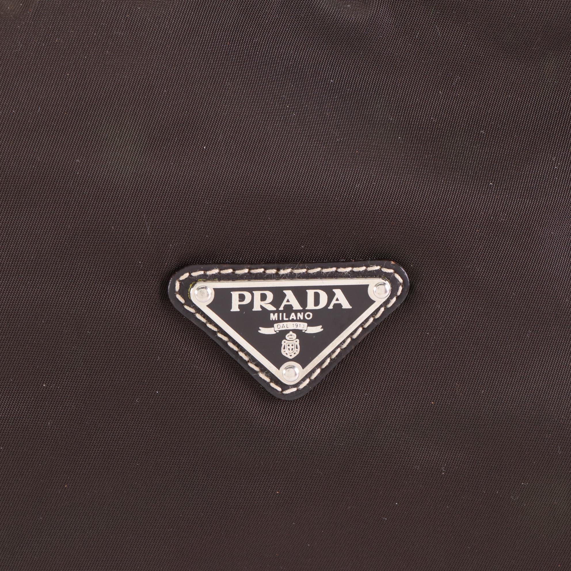 Prada Shoulder Bag in Tessuto Nylon and Vitel Leather