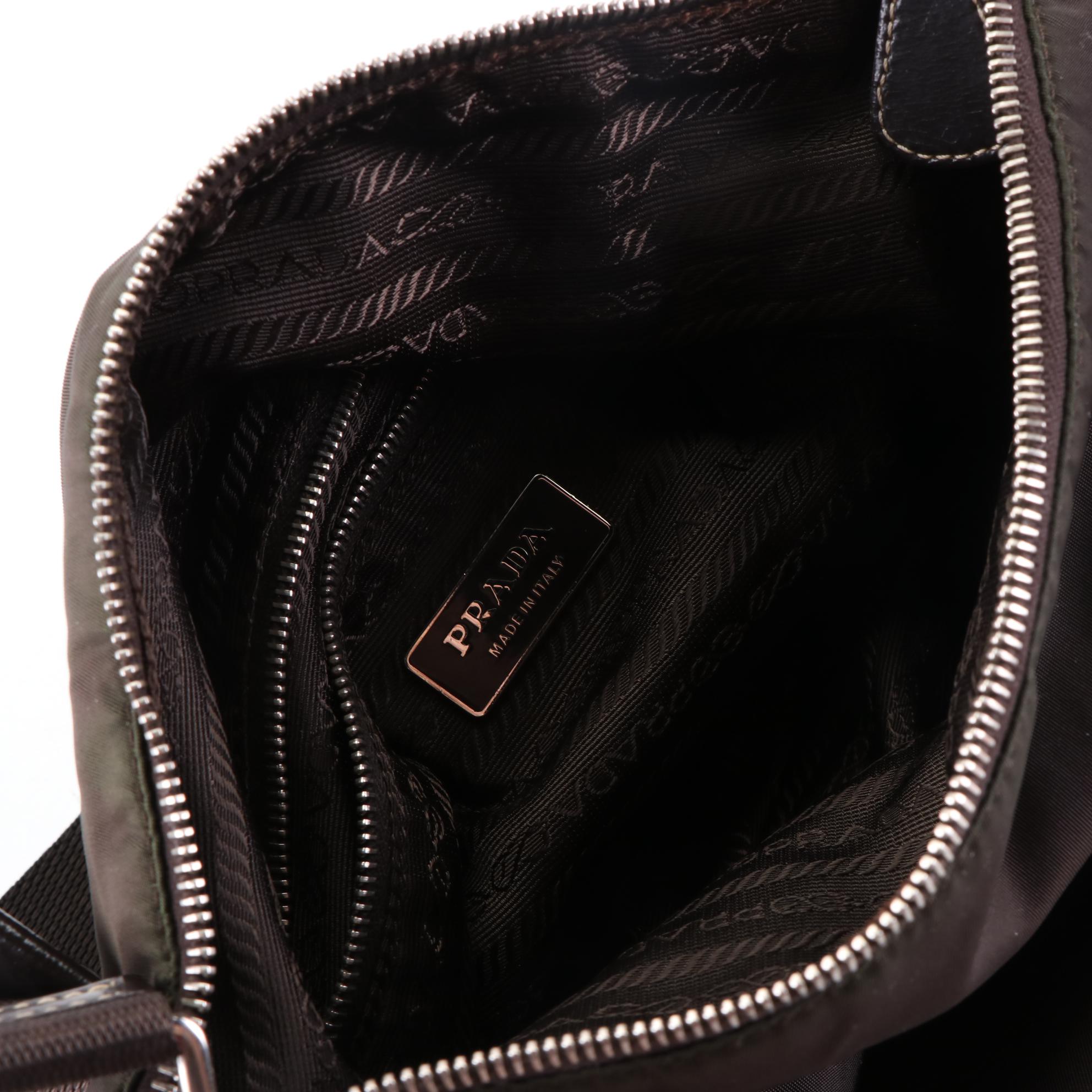 Prada Shoulder Bag in Tessuto Nylon and Vitel Leather