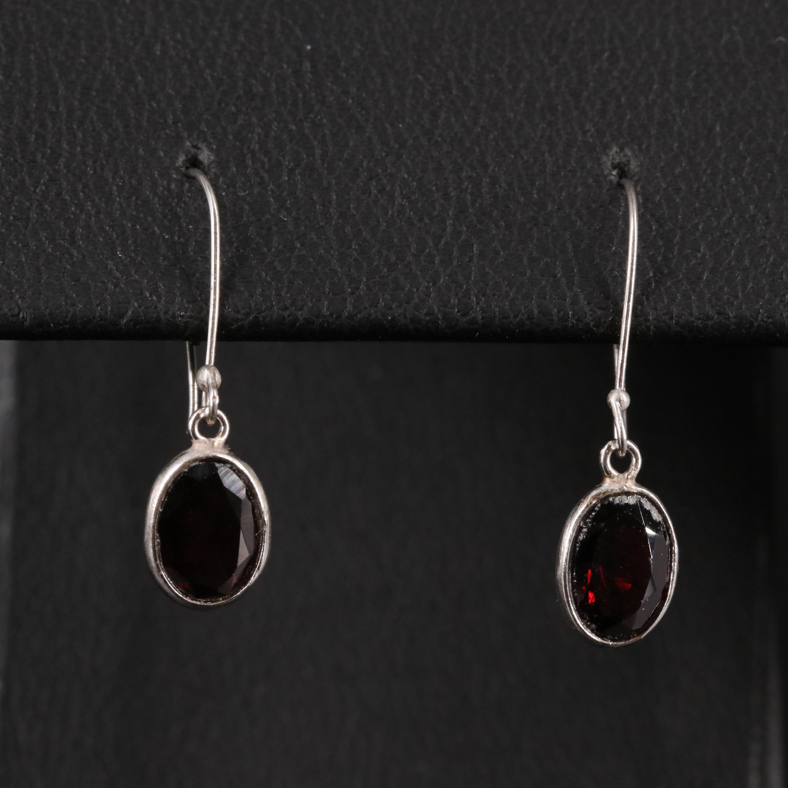 14K Garnet Drop Earrings