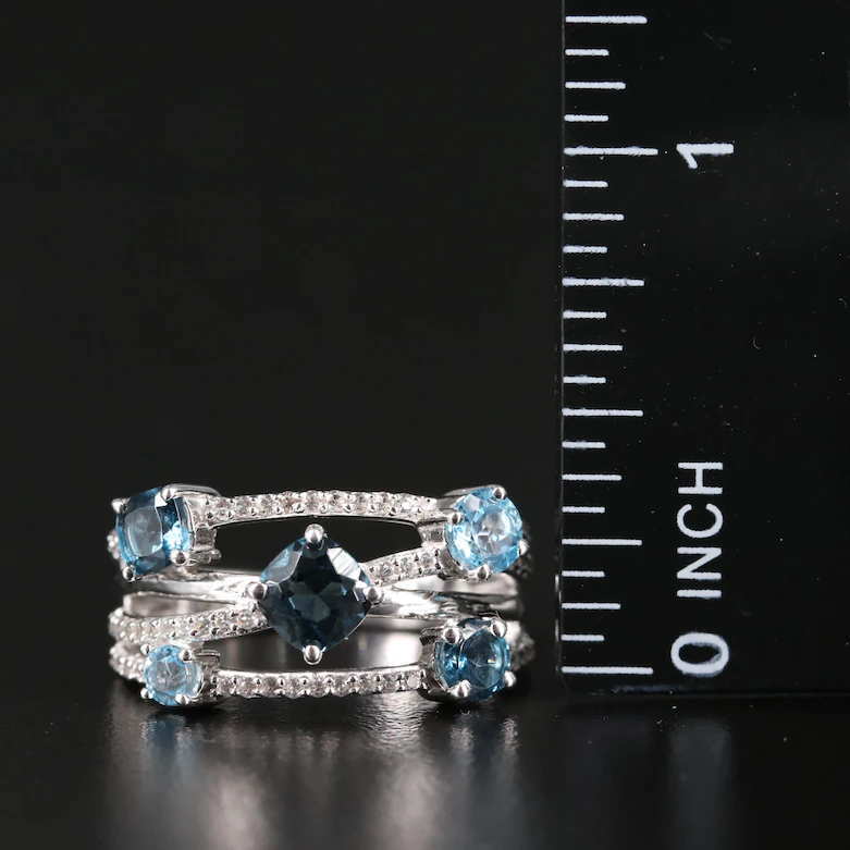 Sterling Topaz Crossover Ring