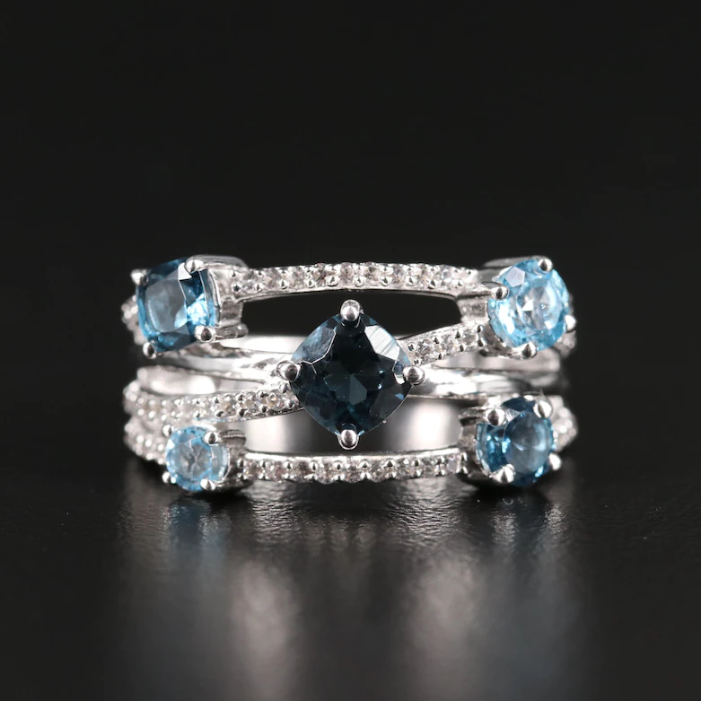 Sterling Topaz Crossover Ring