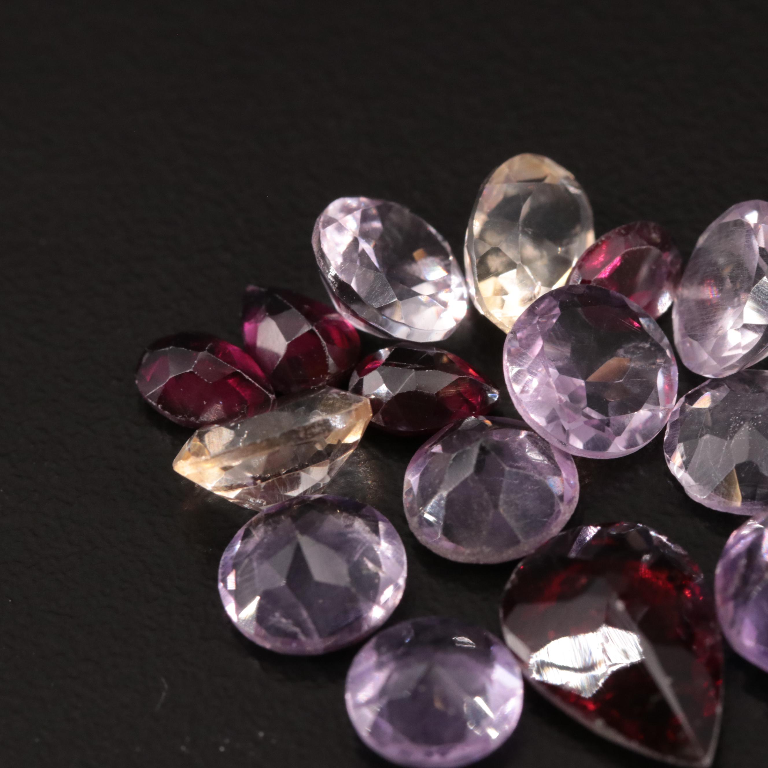 Loose 18.45 CTW Amethyst, Citrine and Garnet Lot