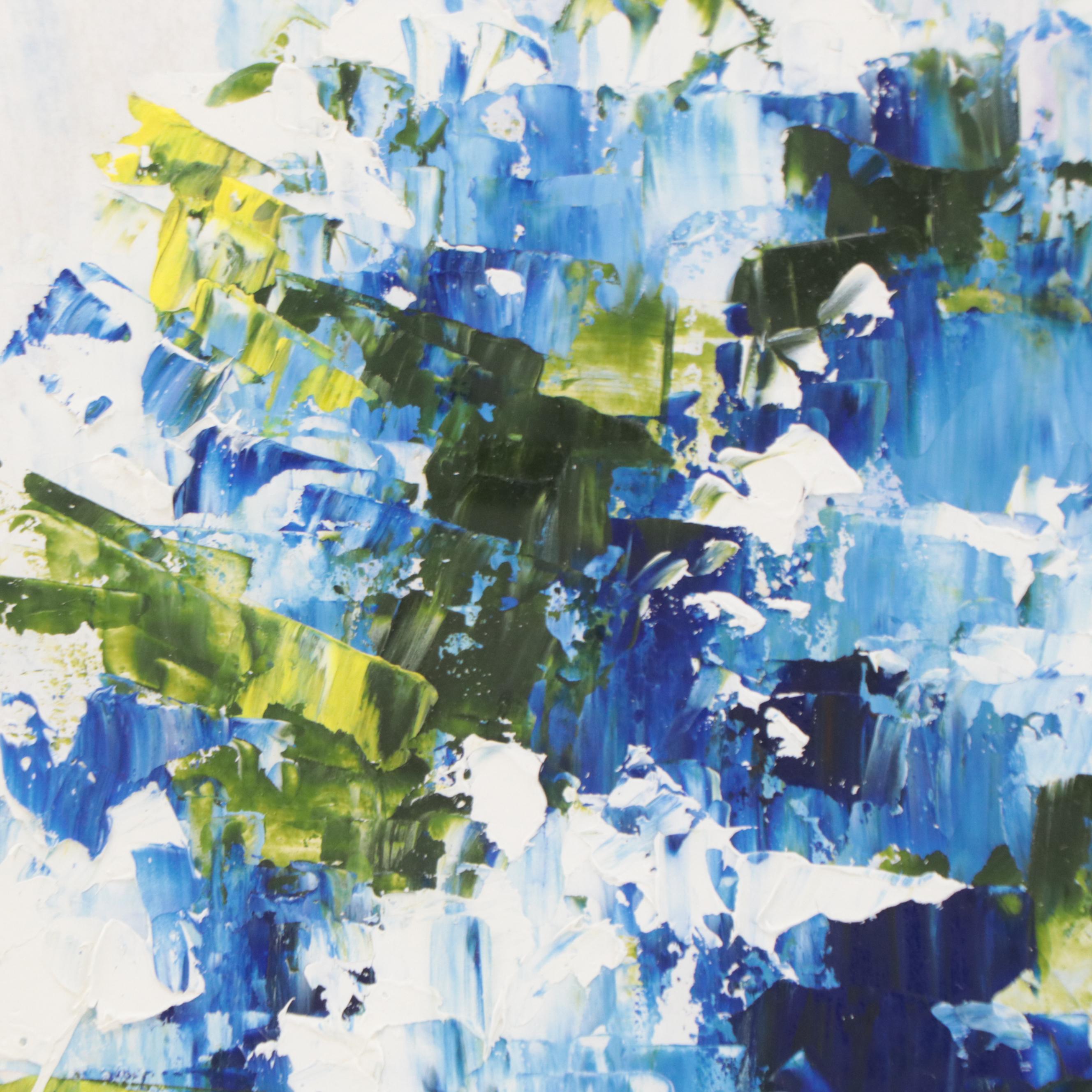 D. Miffano Abstracted Floral Still Life Oil Painting