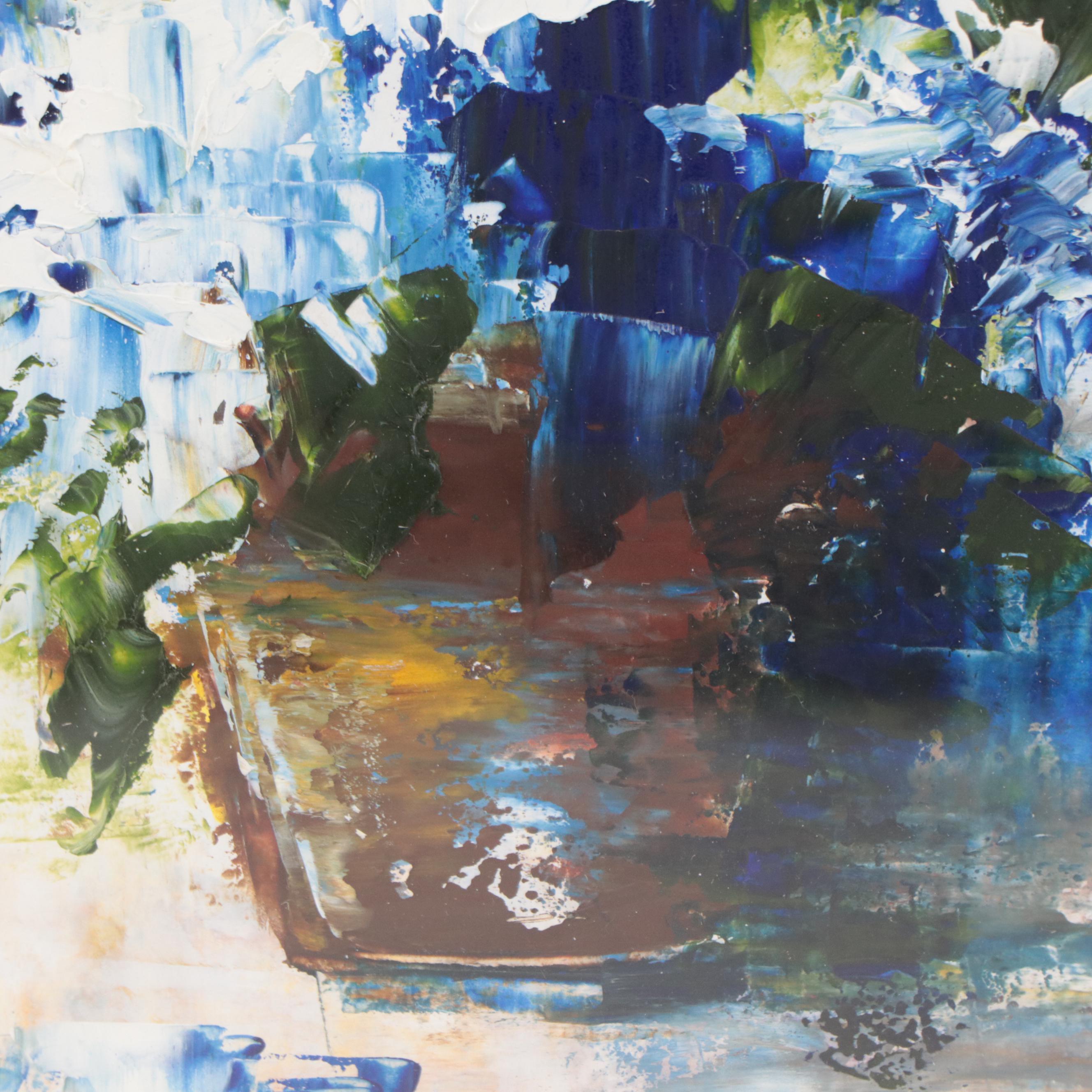 D. Miffano Abstracted Floral Still Life Oil Painting