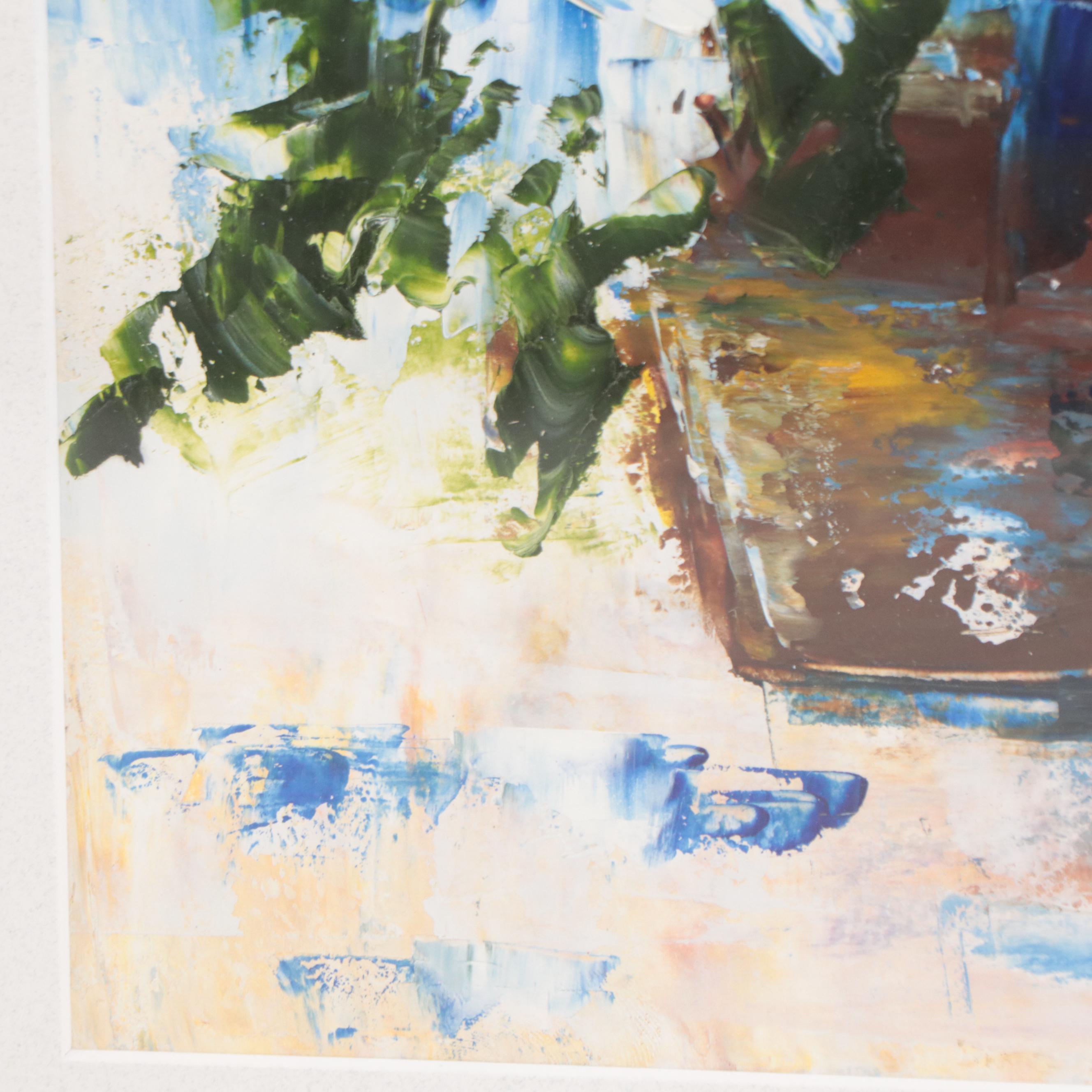 D. Miffano Abstracted Floral Still Life Oil Painting