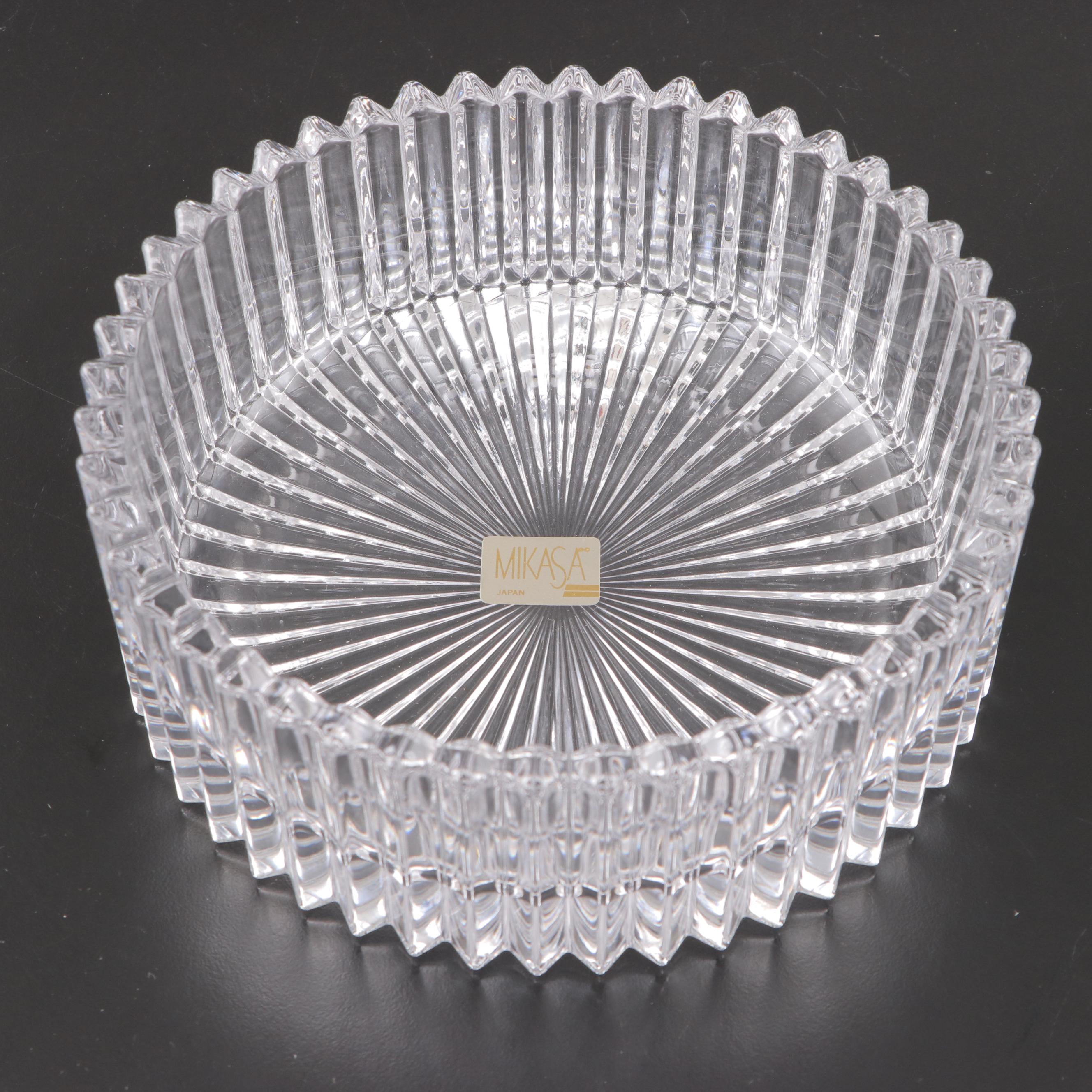 Mikasa "Diamond Fire" Crystal Hostess and Individual Bowls