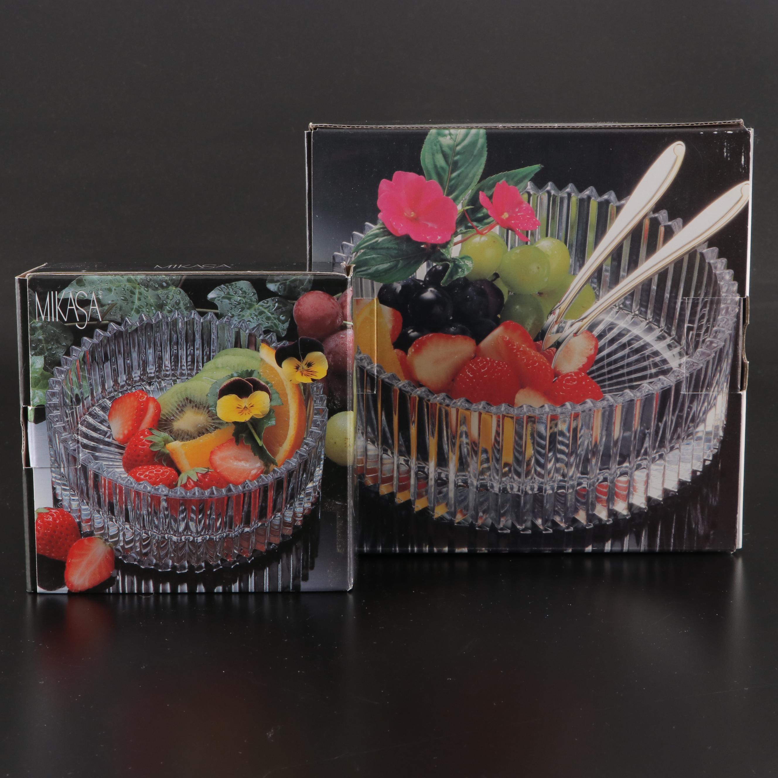 Mikasa "Diamond Fire" Crystal Hostess and Individual Bowls