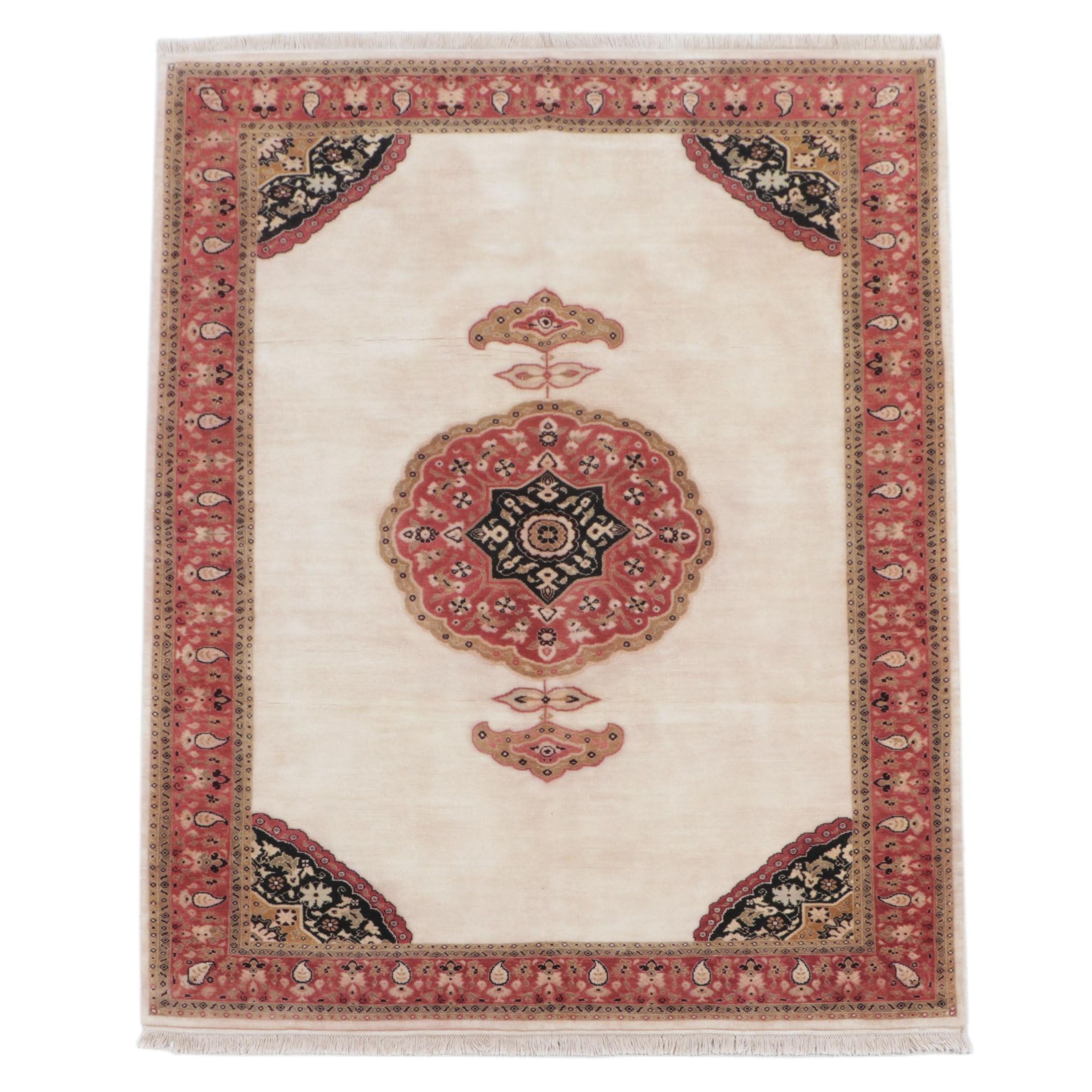 6'4 x 9'10 Hand-Knotted Indo-Persian Area Rug