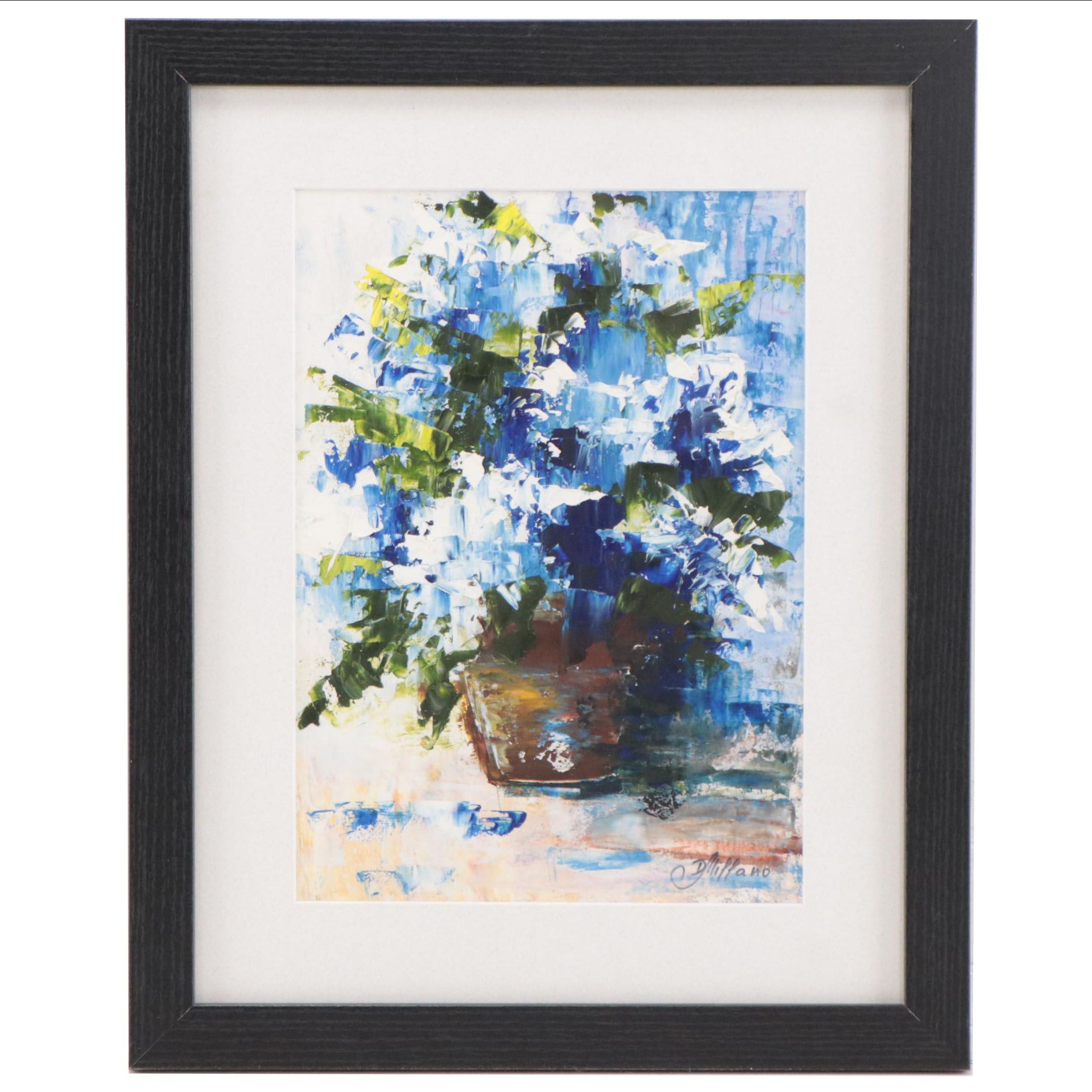 D. Miffano Abstracted Floral Still Life Oil Painting