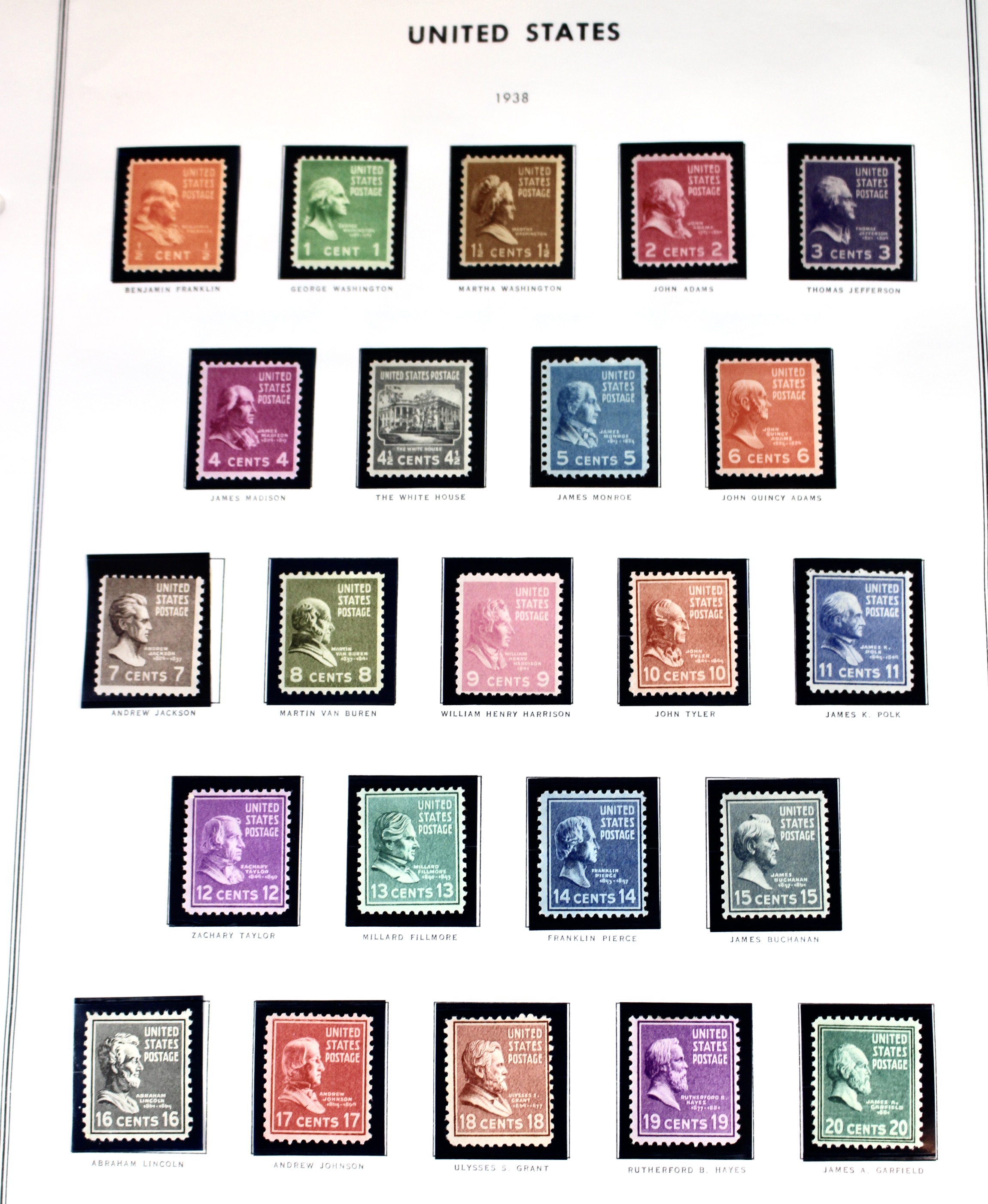 Three Regular Issue Postage Stamp Sets, 1938, 1954 and 1965