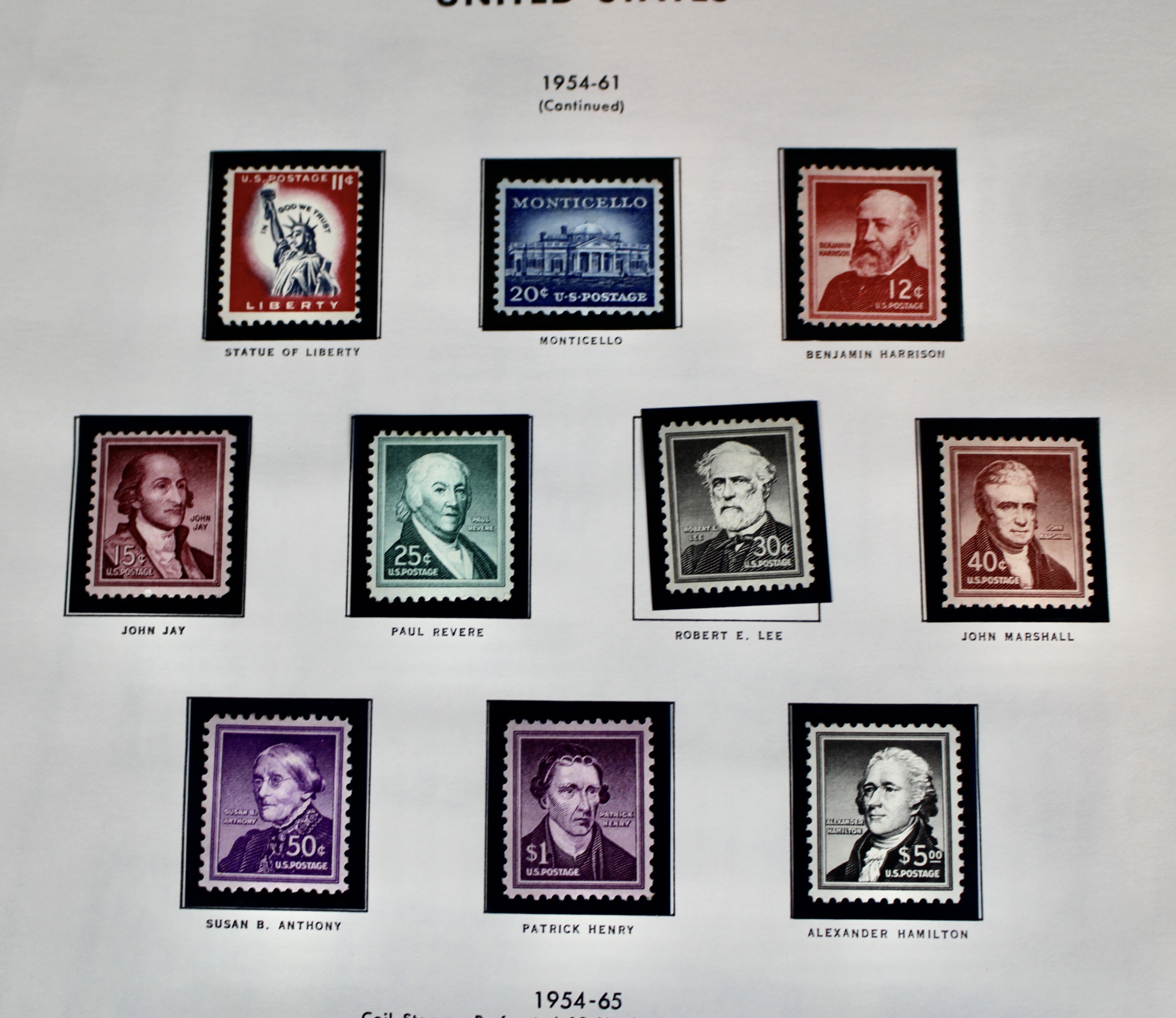 Three Regular Issue Postage Stamp Sets, 1938, 1954 and 1965