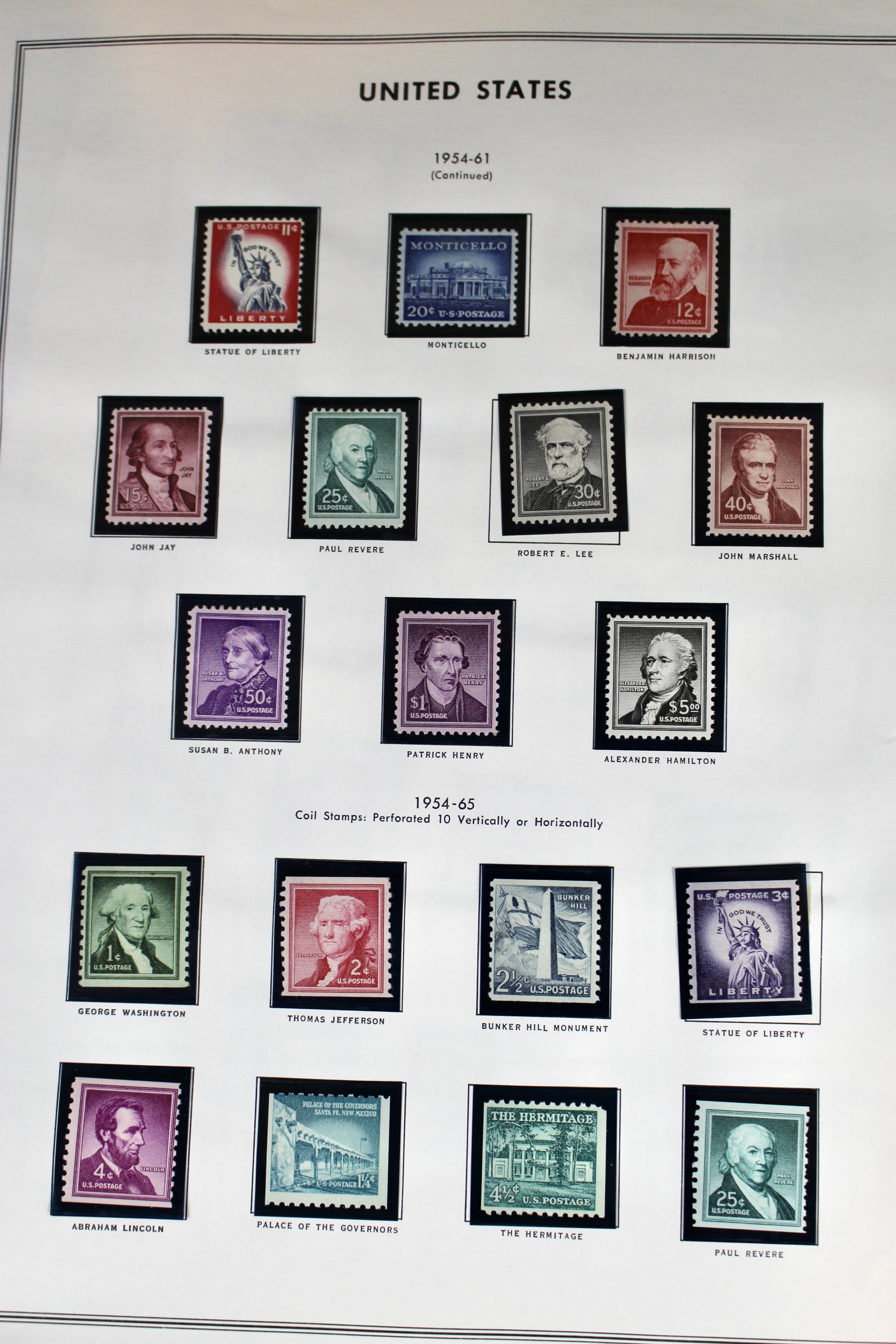 Three Regular Issue Postage Stamp Sets, 1938, 1954 and 1965