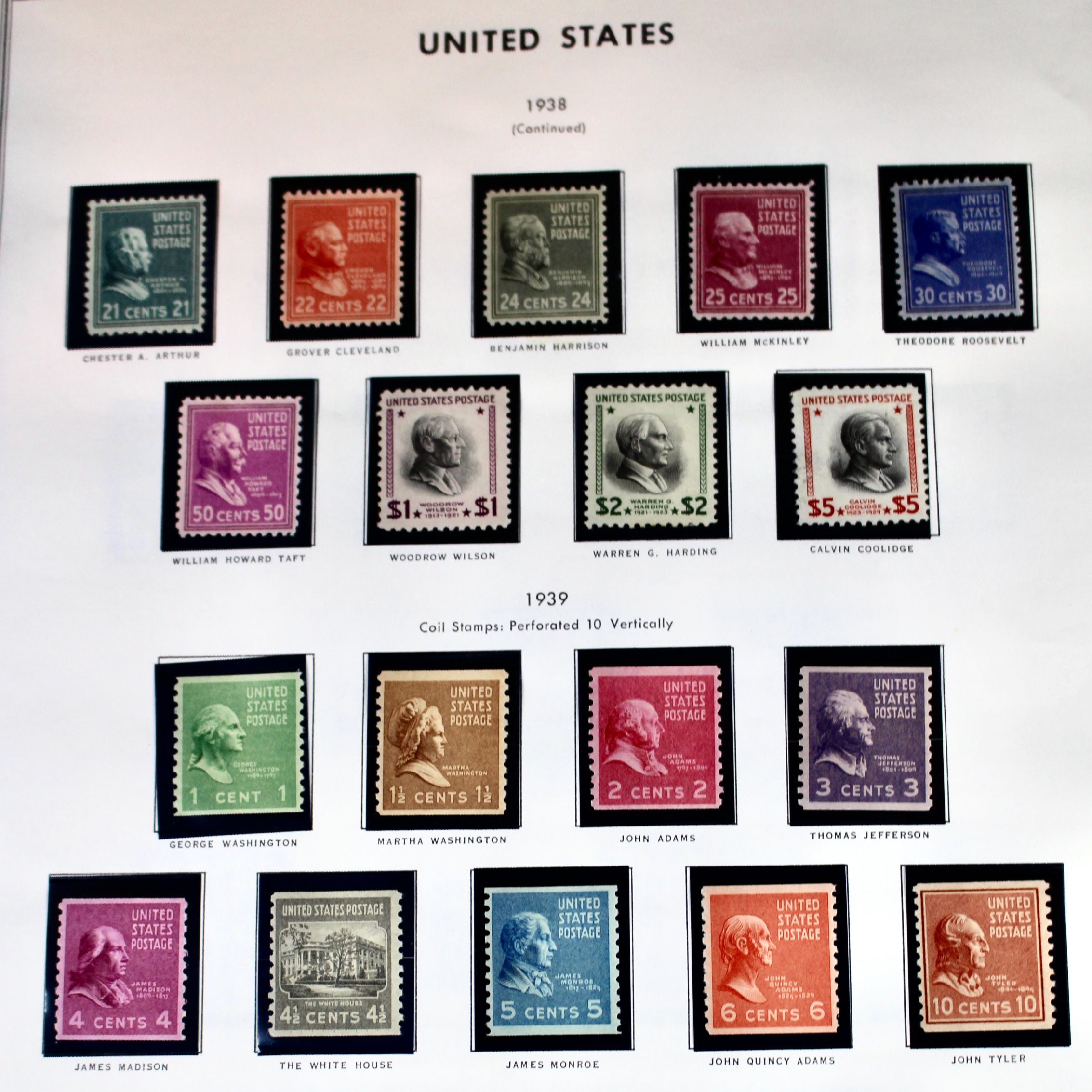 Three Regular Issue Postage Stamp Sets, 1938, 1954 and 1965