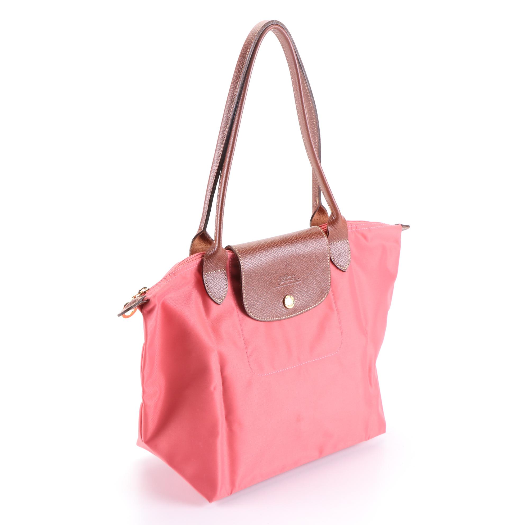 Longchamp Le Pliage Foldable Shopping Tote Bag in Nylon and Leather