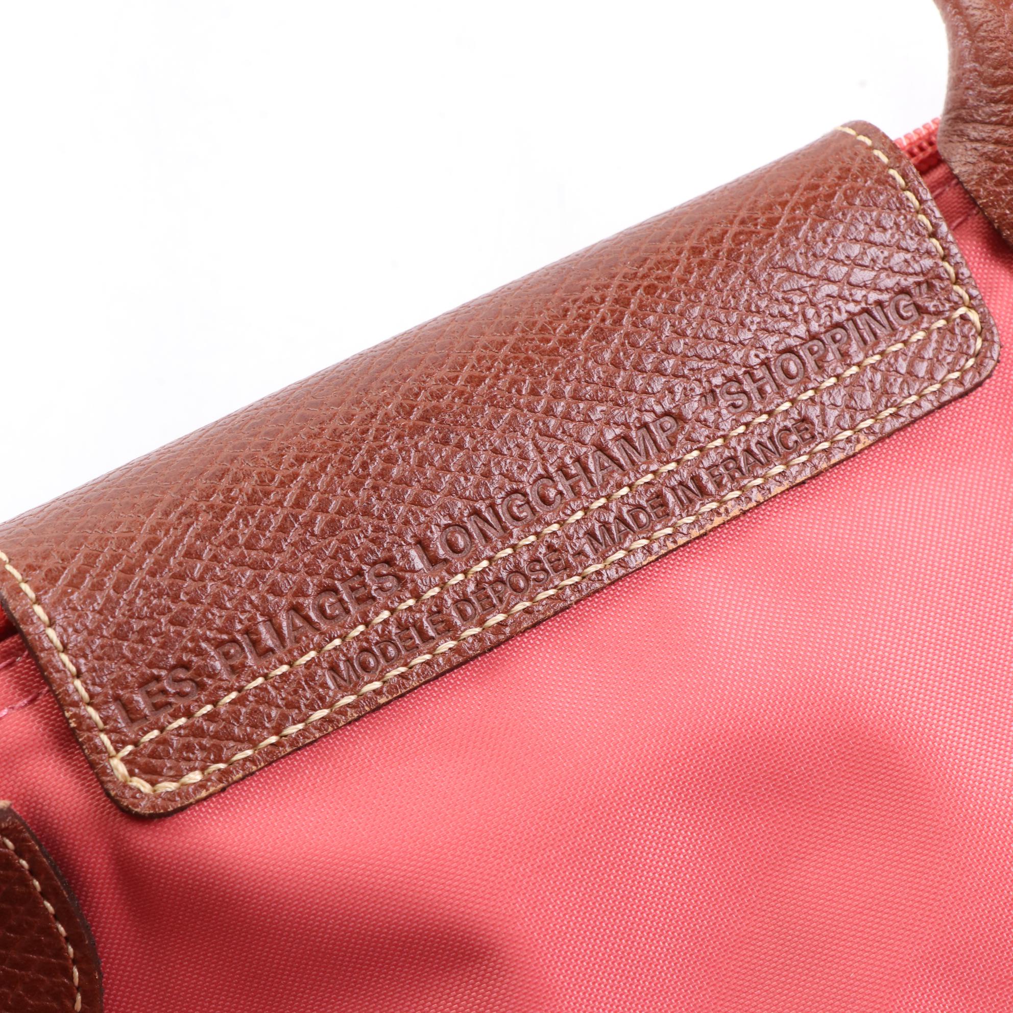 Longchamp Le Pliage Foldable Shopping Tote Bag in Nylon and Leather